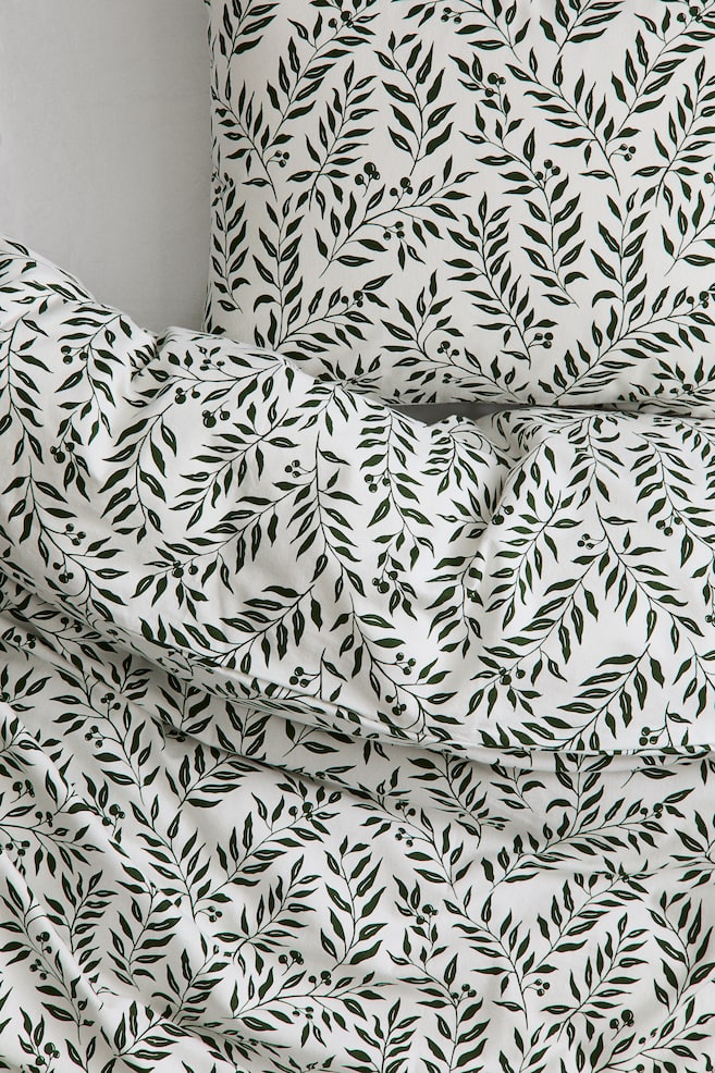 Twin Flannel Duvet Cover Set - Dark green/mistletoe - 3