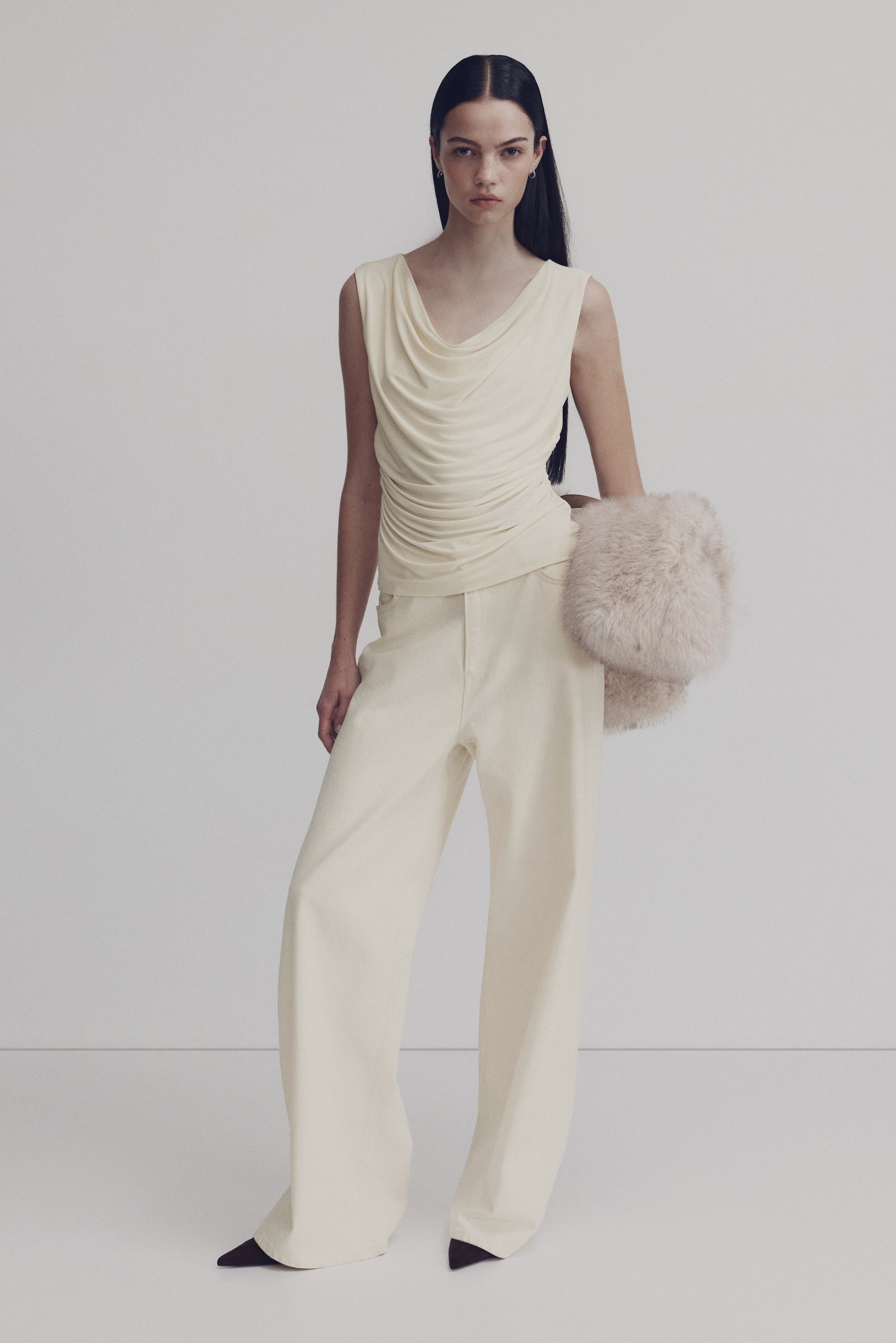 View larger image: Draped Jersey Sleeveless Top - Cream - Ladies | H&M US 2