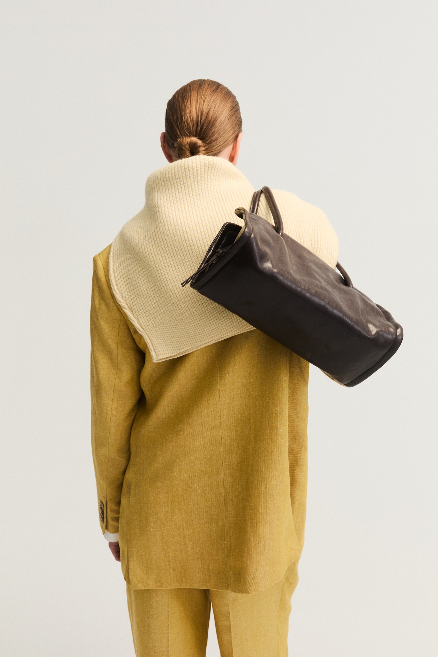Double-breasted linen-blend blazer - Yellow - 3