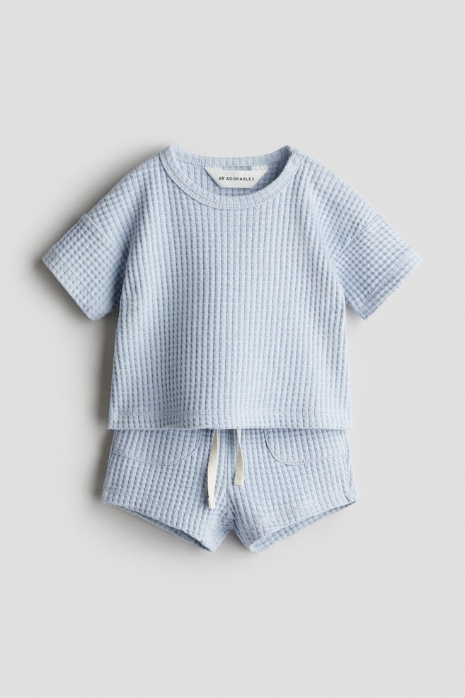 Conjunto de 2 piezas en algodón gofrado - Azul claro - 1
