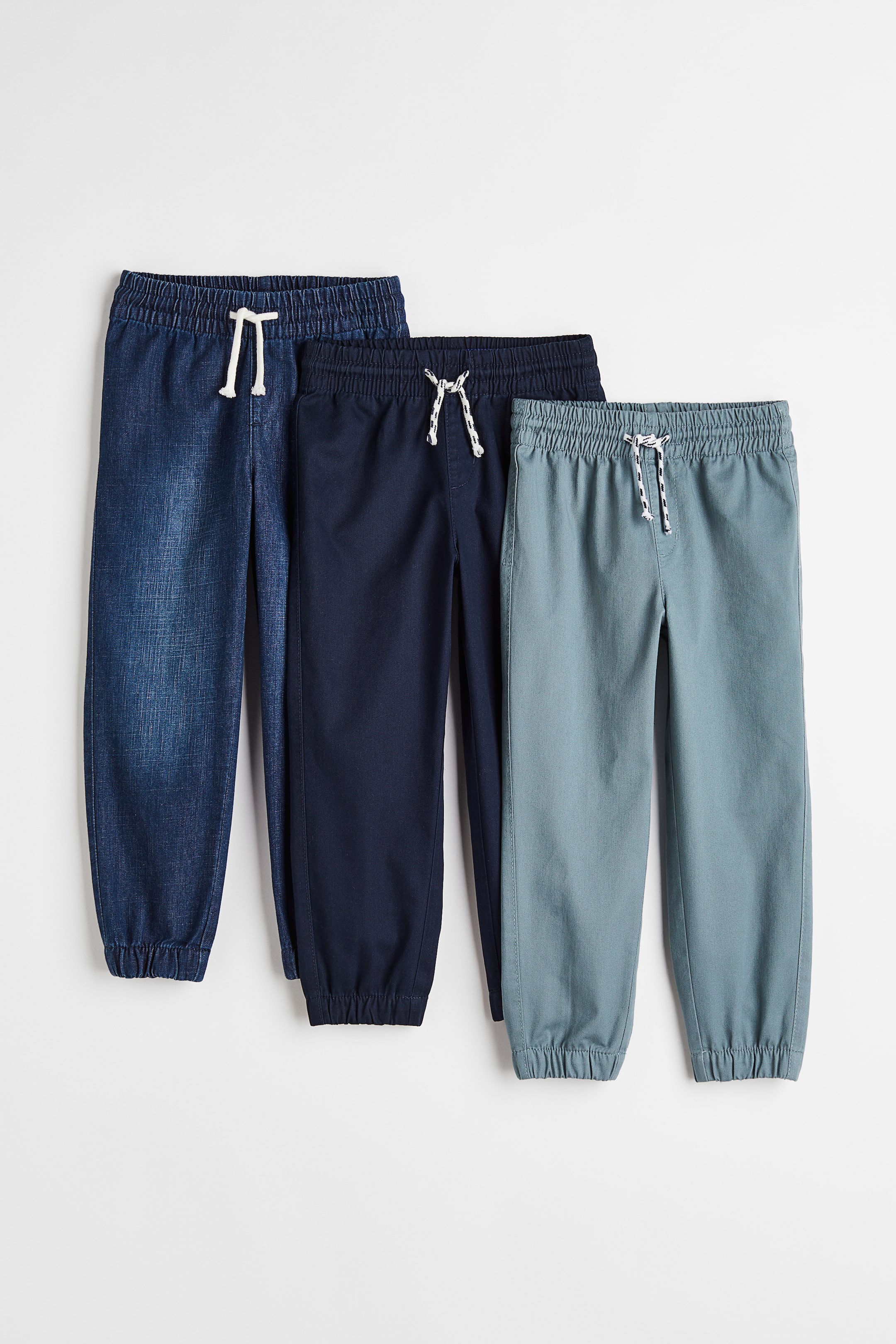 Xem ảnh lớn hơn: Bộ 3 quần jogger Relaxed Fit - Dark denim blue/Grey-green - Kids | H&M VN 1
