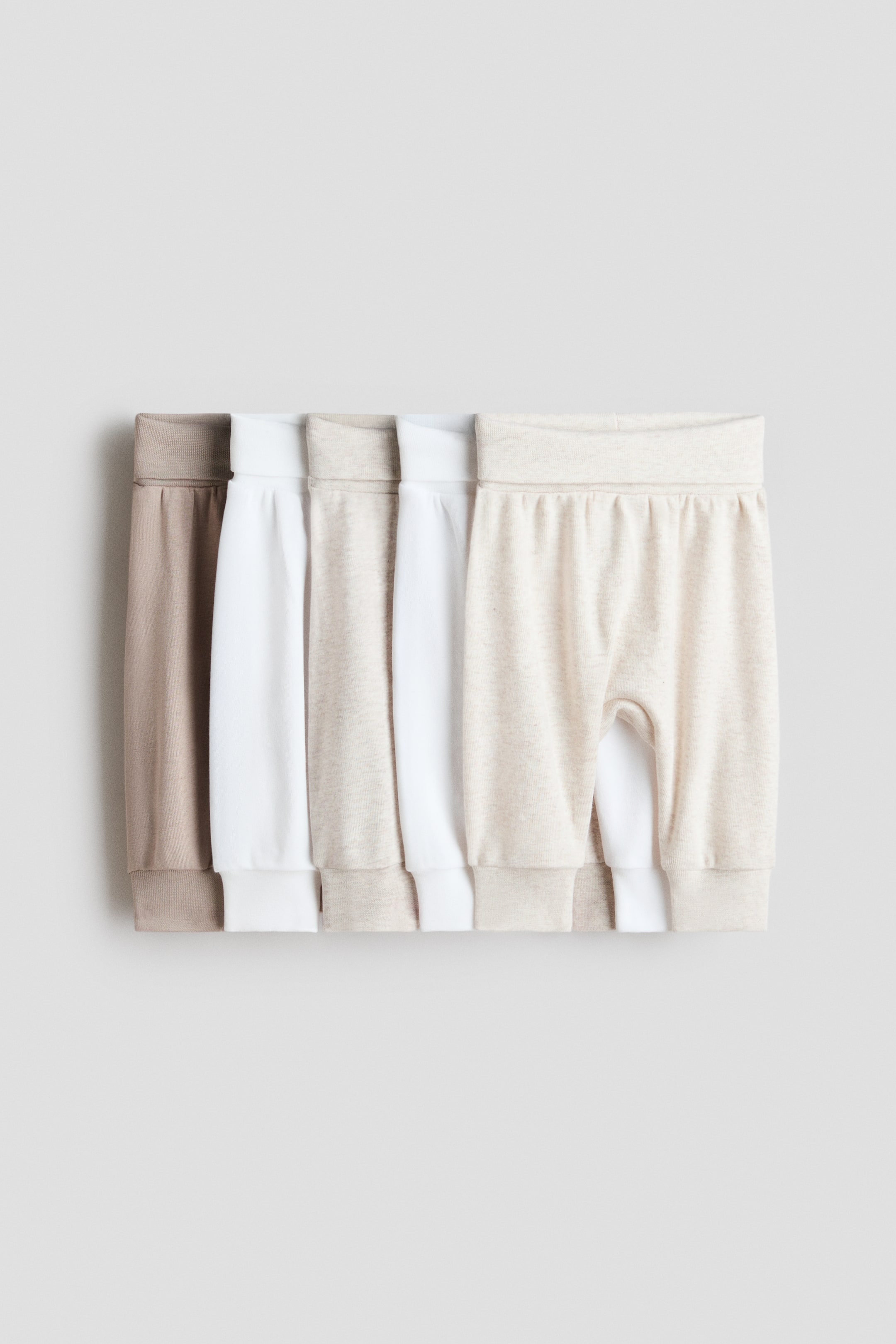 View larger image: 5-pack foldover-waist trousers - Beige/White - Kids | H&M GB 1