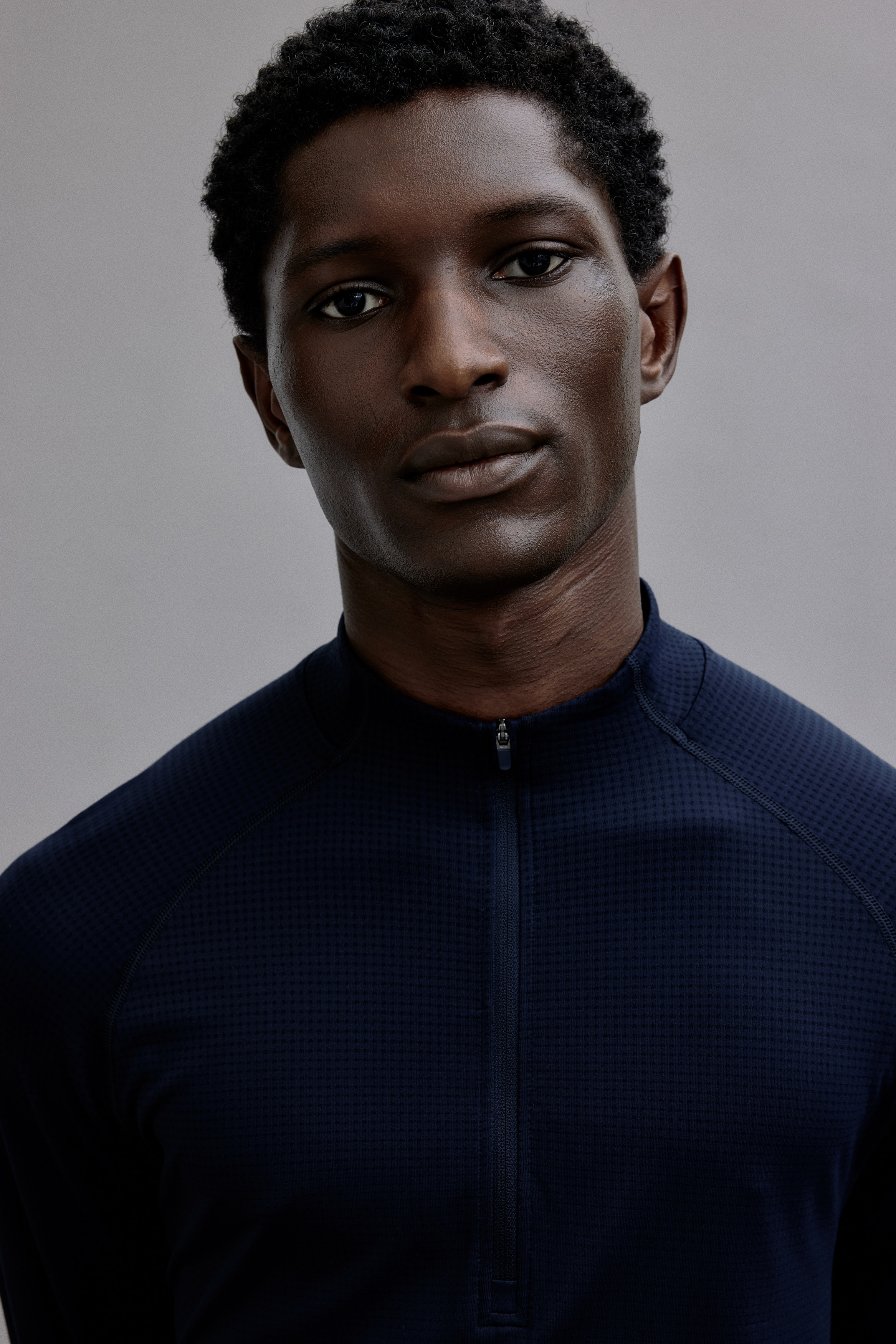 HALF ZIP PULLOVER SHIRT LS Sサイズ NAVY Men's Half-Zip Pullover Quinn Cotton Modal Navy