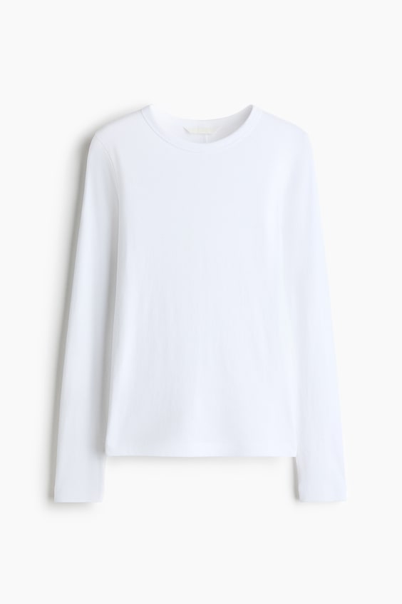 Maglia maniche lunghe a coste · bianco