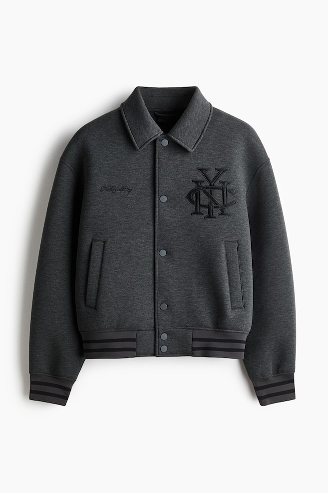 Baseballjacke aus Scuba - Dunkelgraumeliert/NYC/Marineblau/NYC - 1