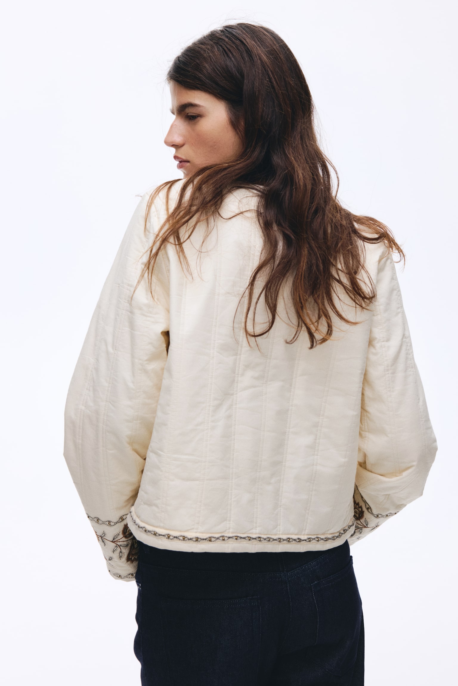 Quilted jacket - Világosbézs/virágos - 3