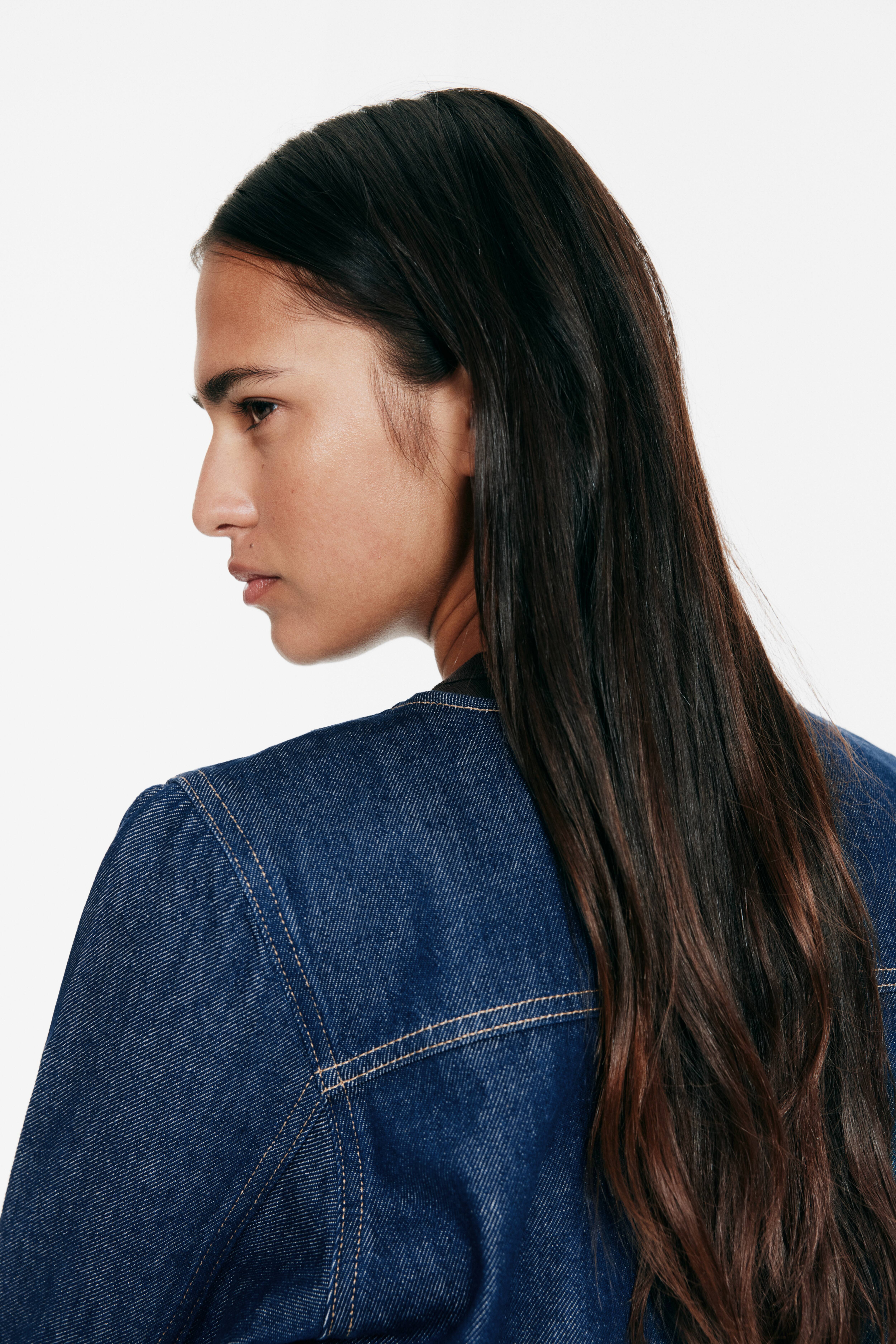 Collarless Denim Jacket