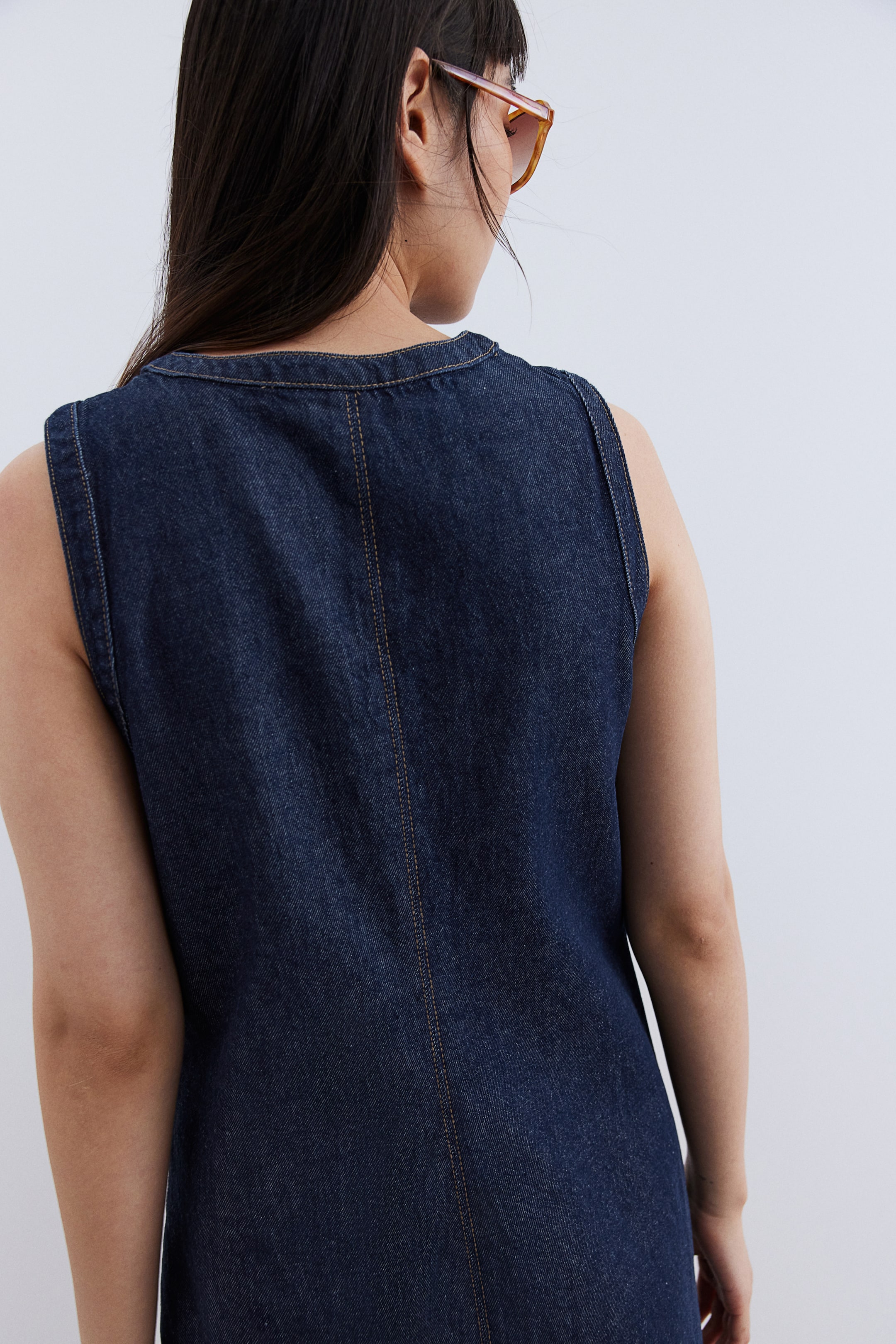 Button-Front Denim Dress