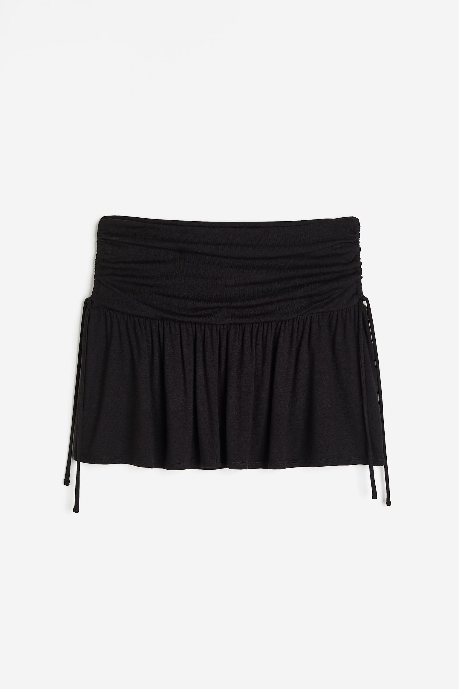 Drawstring-detail jersey skirt - Black - 1