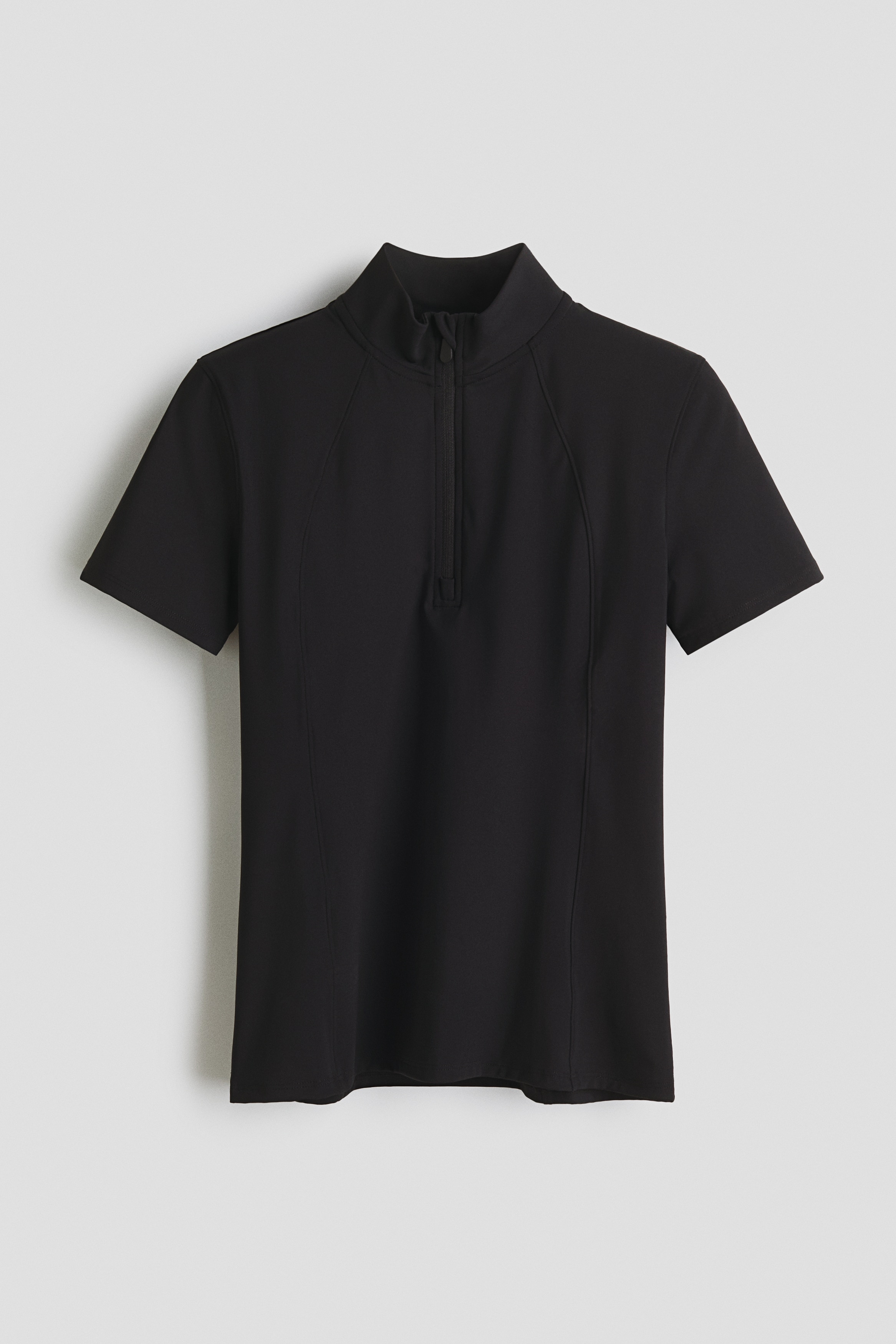 Zip-top sports top - Black/White/Brown