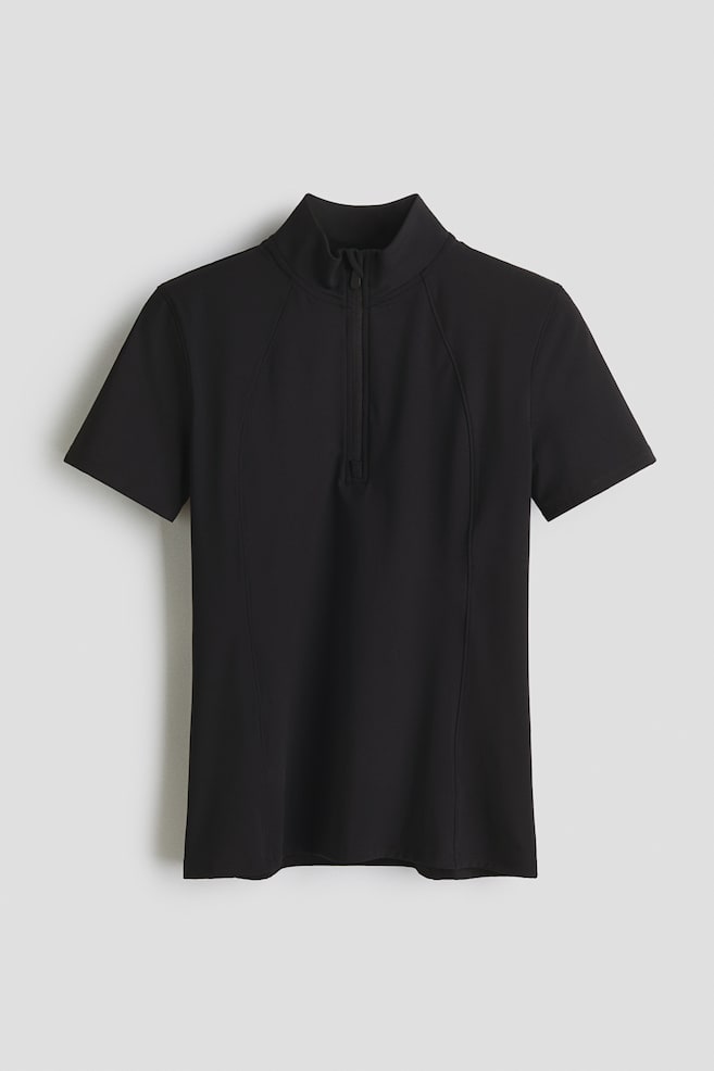 Zip-top sports top - Black/Brown/White - 1