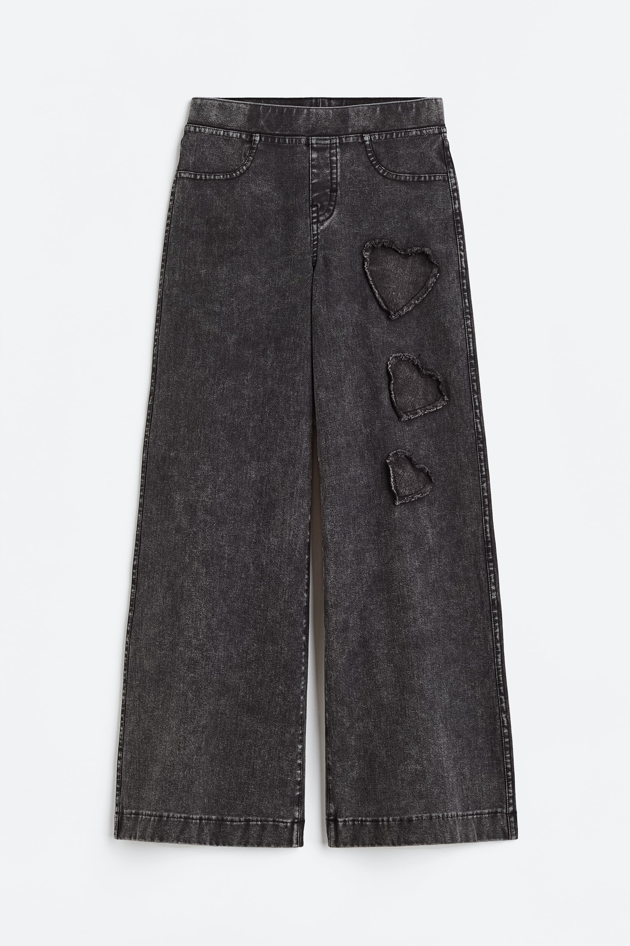 View larger image: Wide trousers - Black/Hearts - Kids | H&M IN 1