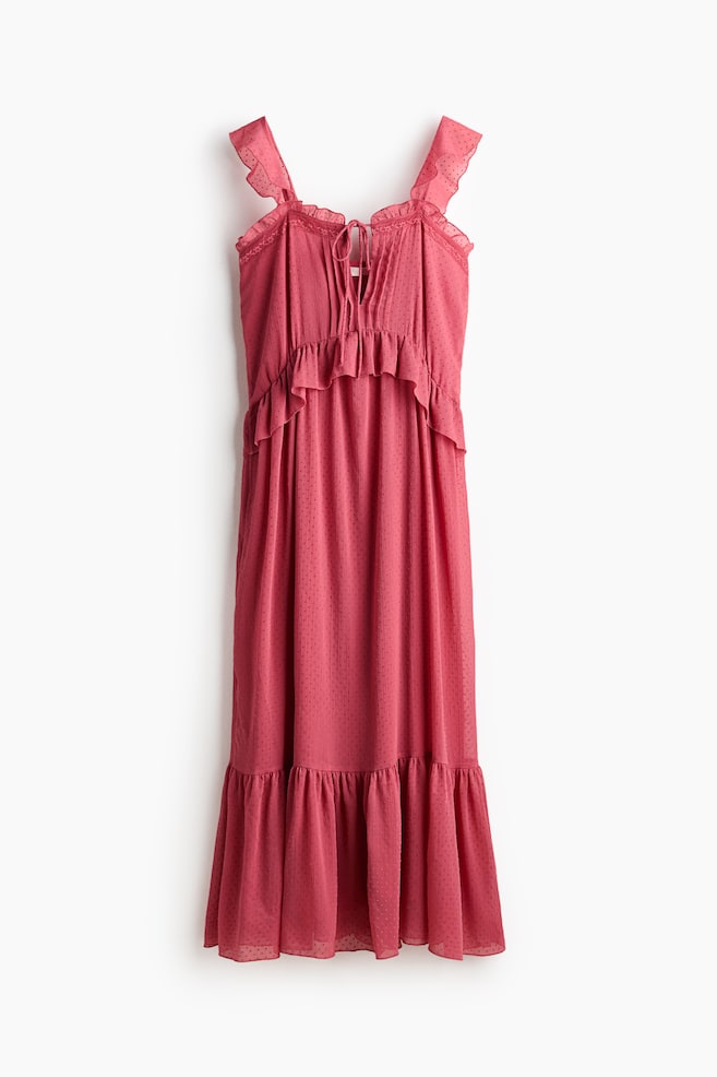 Robe volantée en plumetis - Rose foncé - 1