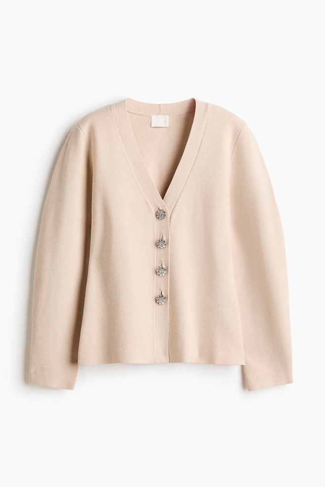 Knit Cardigan - Light beige/Dark grey marle/Brown/Black - 1
