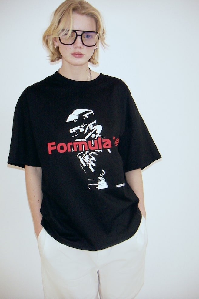 Oversized printed T-shirt - Black/Formula 1/Cream/Formula 1/Light grey/Fender/White/Mary J Blige/dc/dc/dc/dc/dc/dc/dc - 3