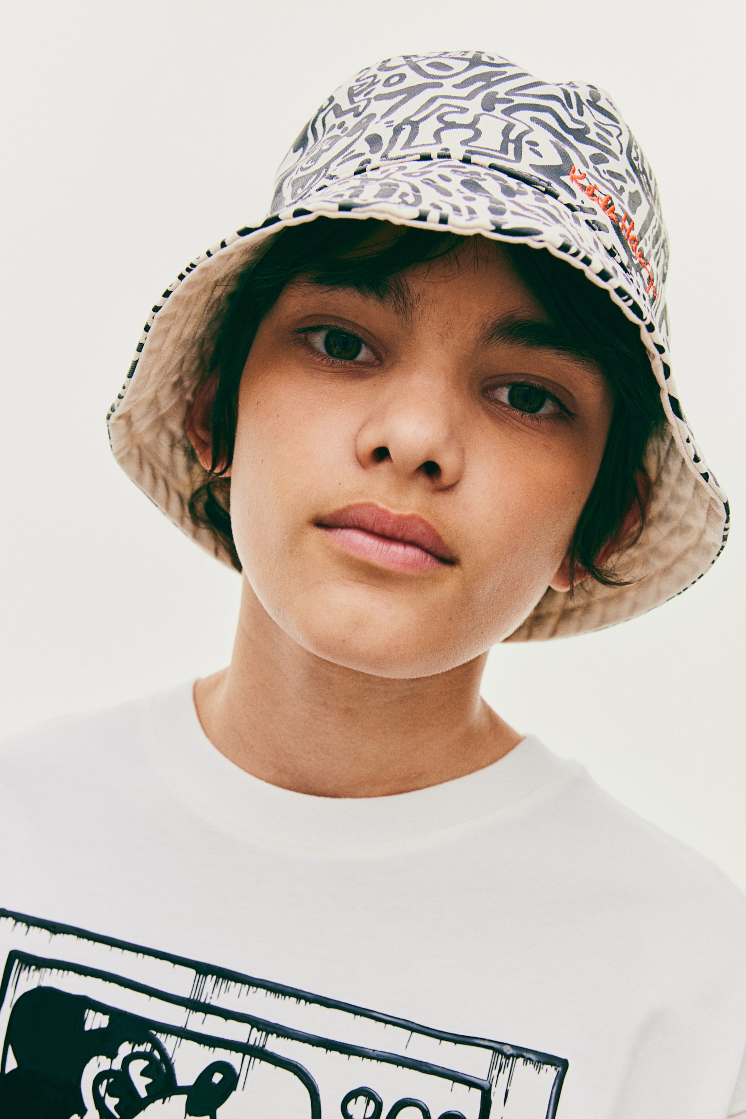 Printed twill bucket hat - Natural white/Patterned - 2