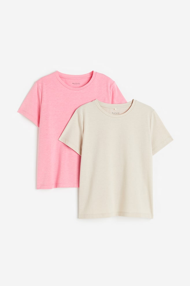 2-pak DryMove™ trænings-T-shirt - Lys beigemeleret/Rosameleret/Lillameleret/Sort - 2