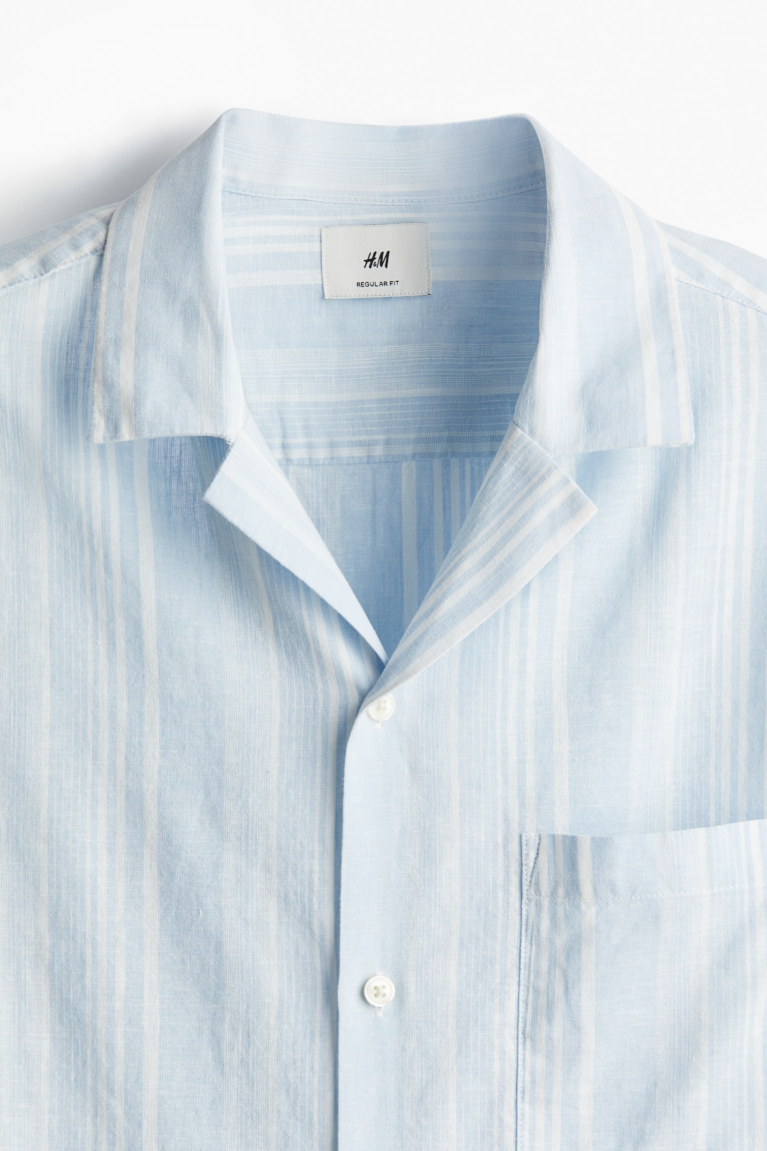 Regular Fit Linen-blend resort shirt - Light blue/White striped/Grey/Striped/Beige/Striped/Green/Striped - 3