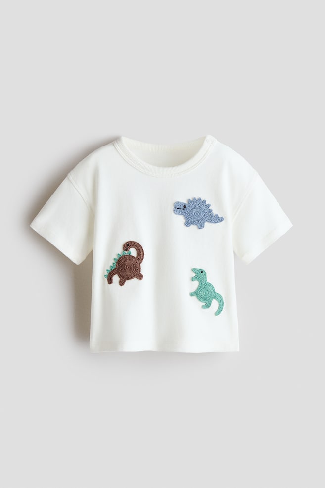 T-Shirt with Motif - White/dinosaurs/Light blue/crab - 1
