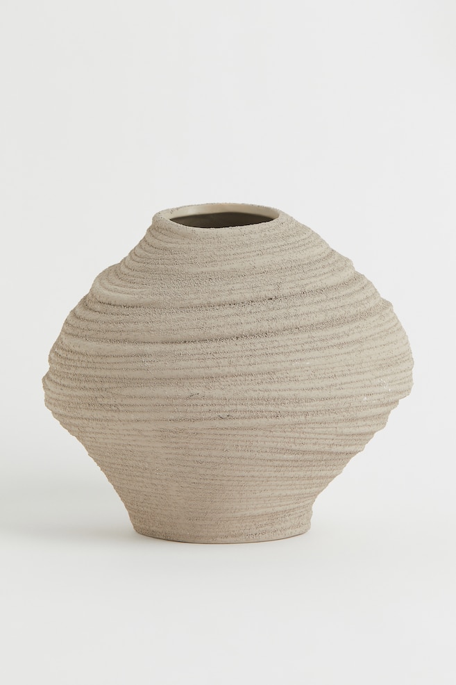 Vase asymétrique en grès cérame - Grège - 1