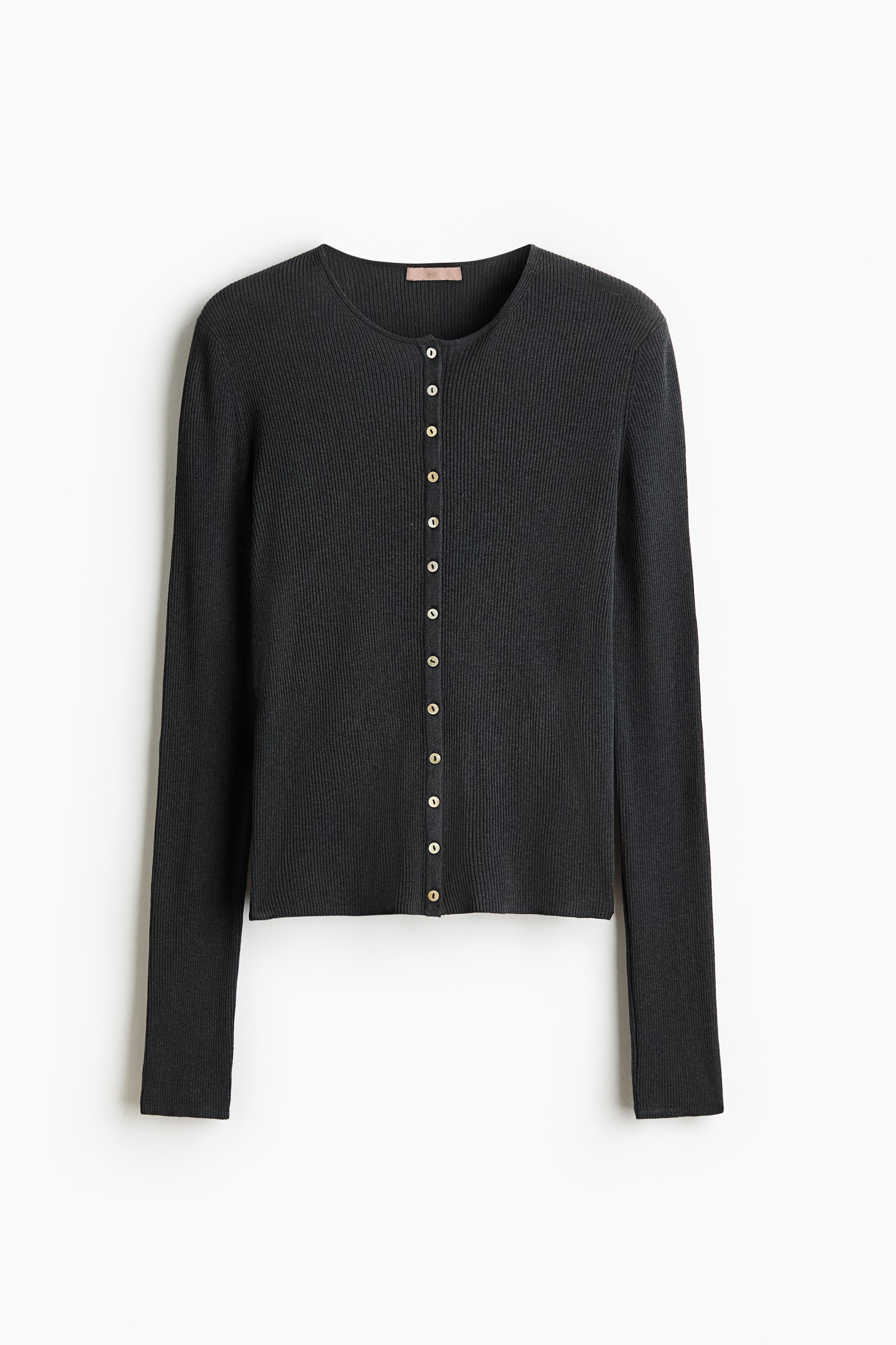 Rib-knit cardigan - Dark grey