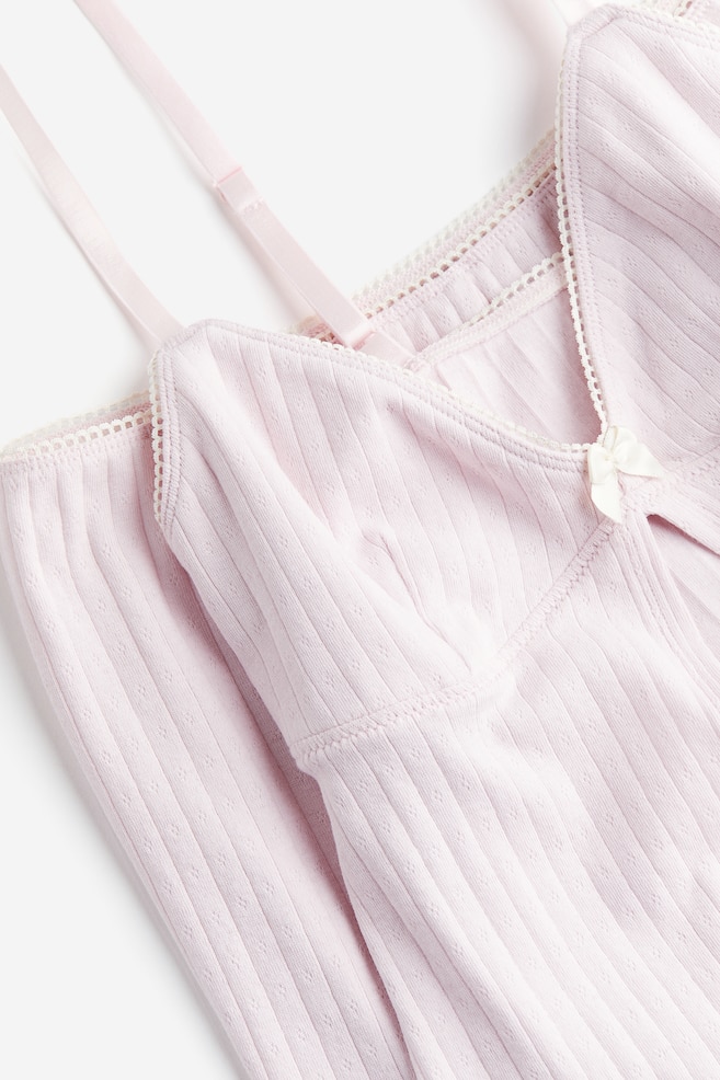 Pyjamas med linne och shorts - Ljusrosa/Crèmevit/Blommig - 4