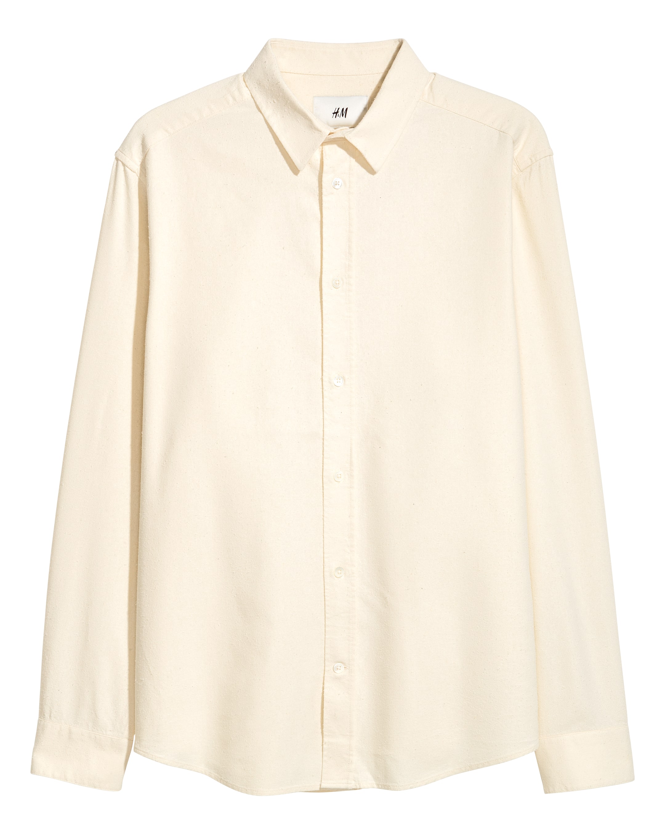 Raw silk shirt - Long sleeve - Cream - Men | H&M GB