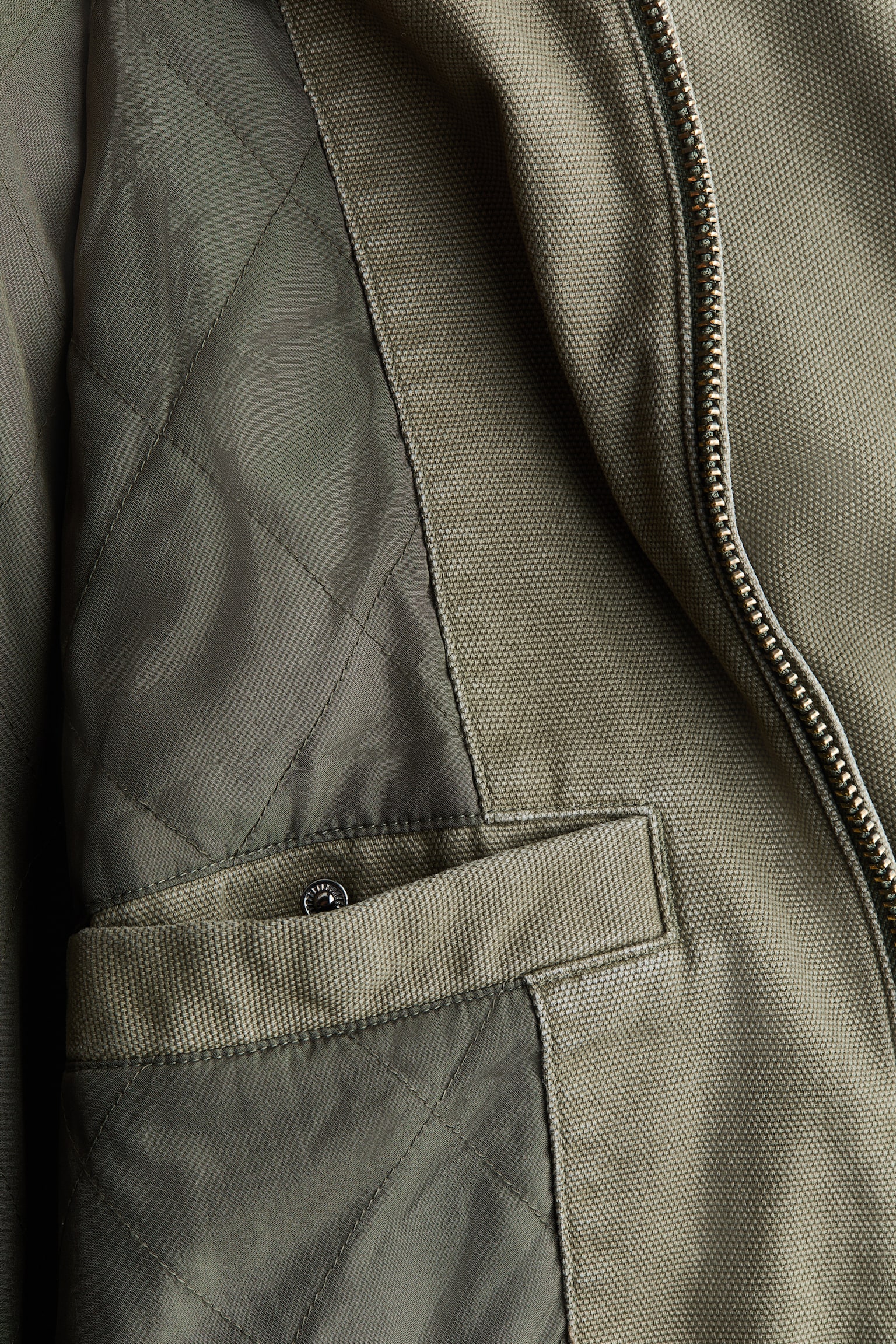 Женская куртка H&M Padded Canvas, цвет: Хаки зелёный — фото 7