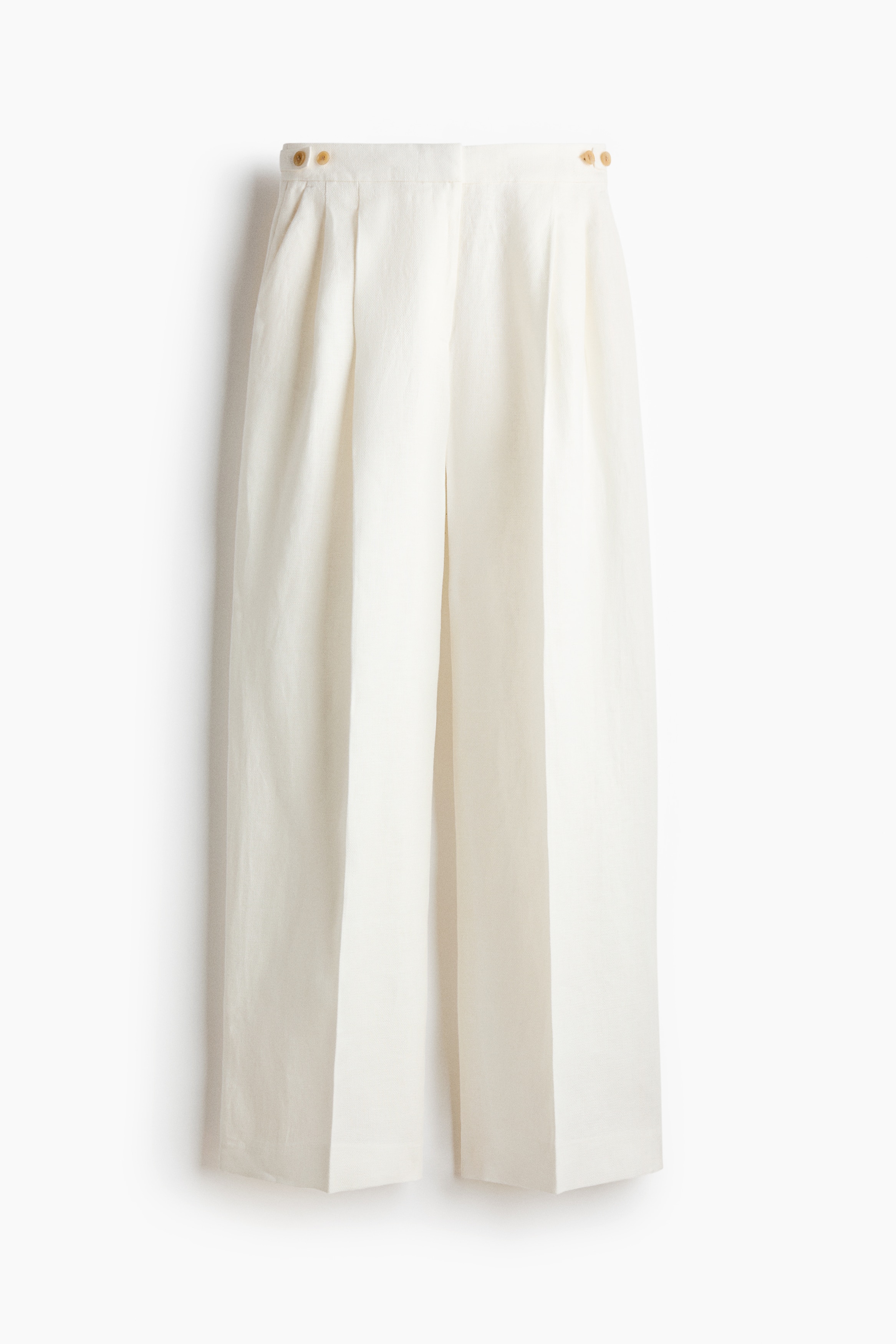 Elegante Leinenhose - Cremefarben/Dunkelbraun
