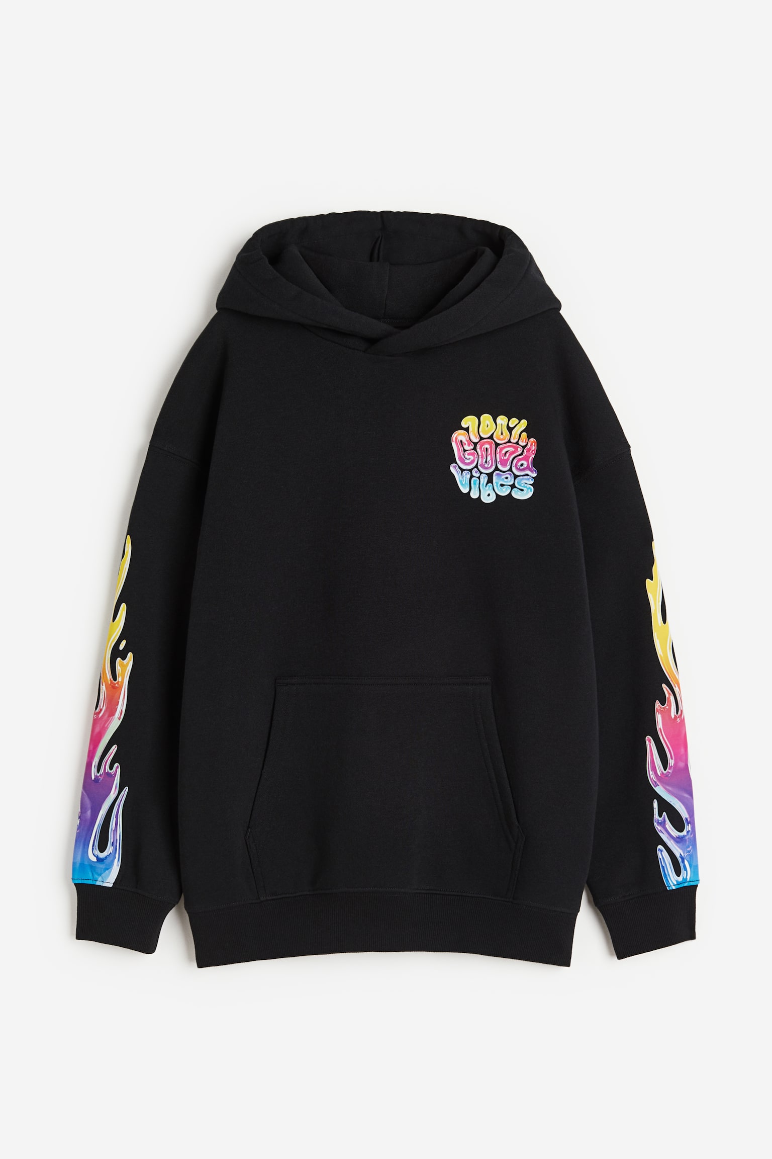 Print Hoodie - Black - 1