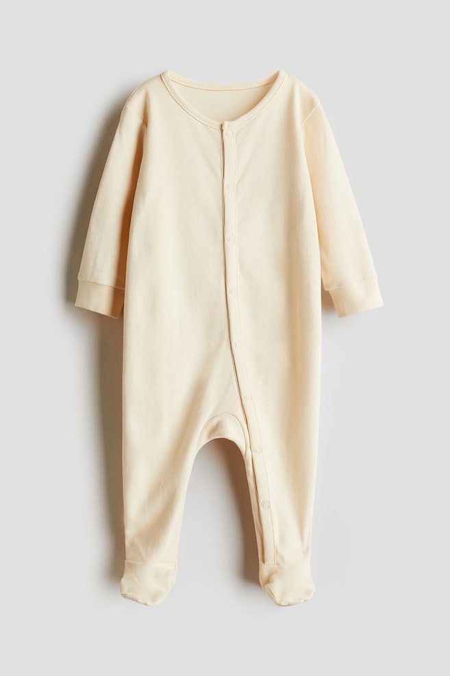 Super soft cotton sleepsuit - Light beige/Cream/Patterned - 1
