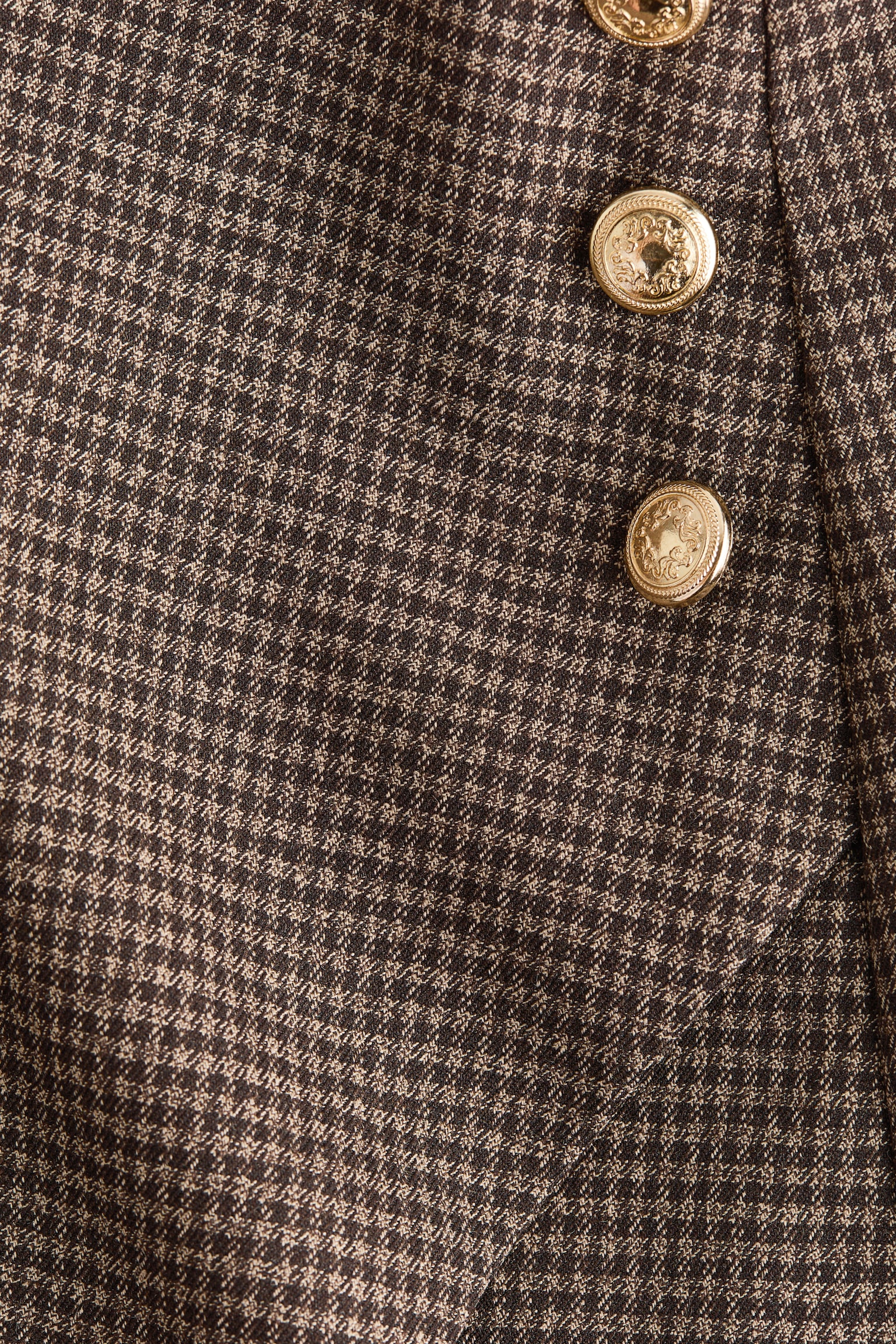 Женская юбка-шорты H&M Button-Detail Wrap Skort, цвет: Коричневый / В мелкую клетку — фото 6