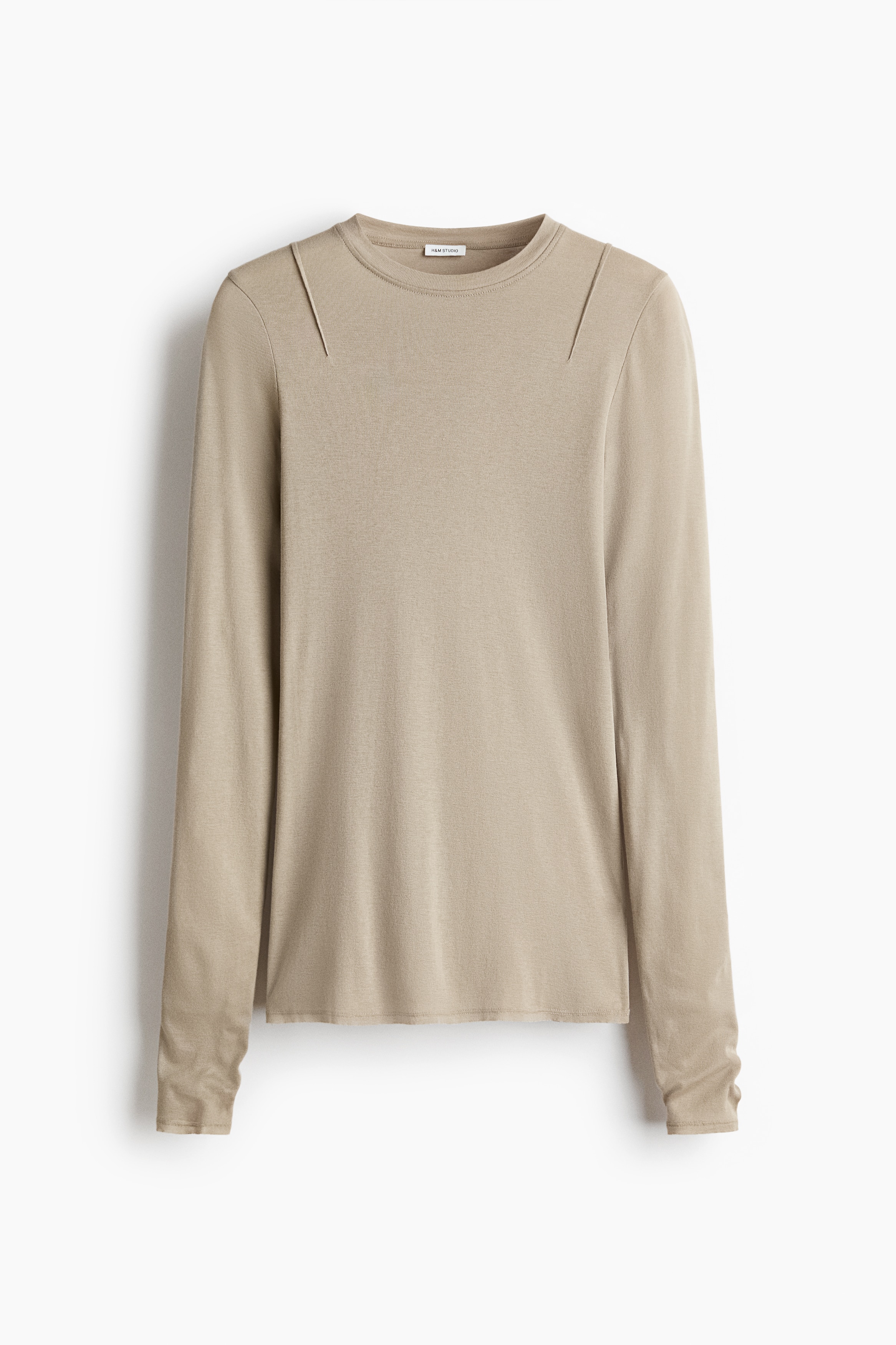 比馬棉上衣 - 大地色/白色