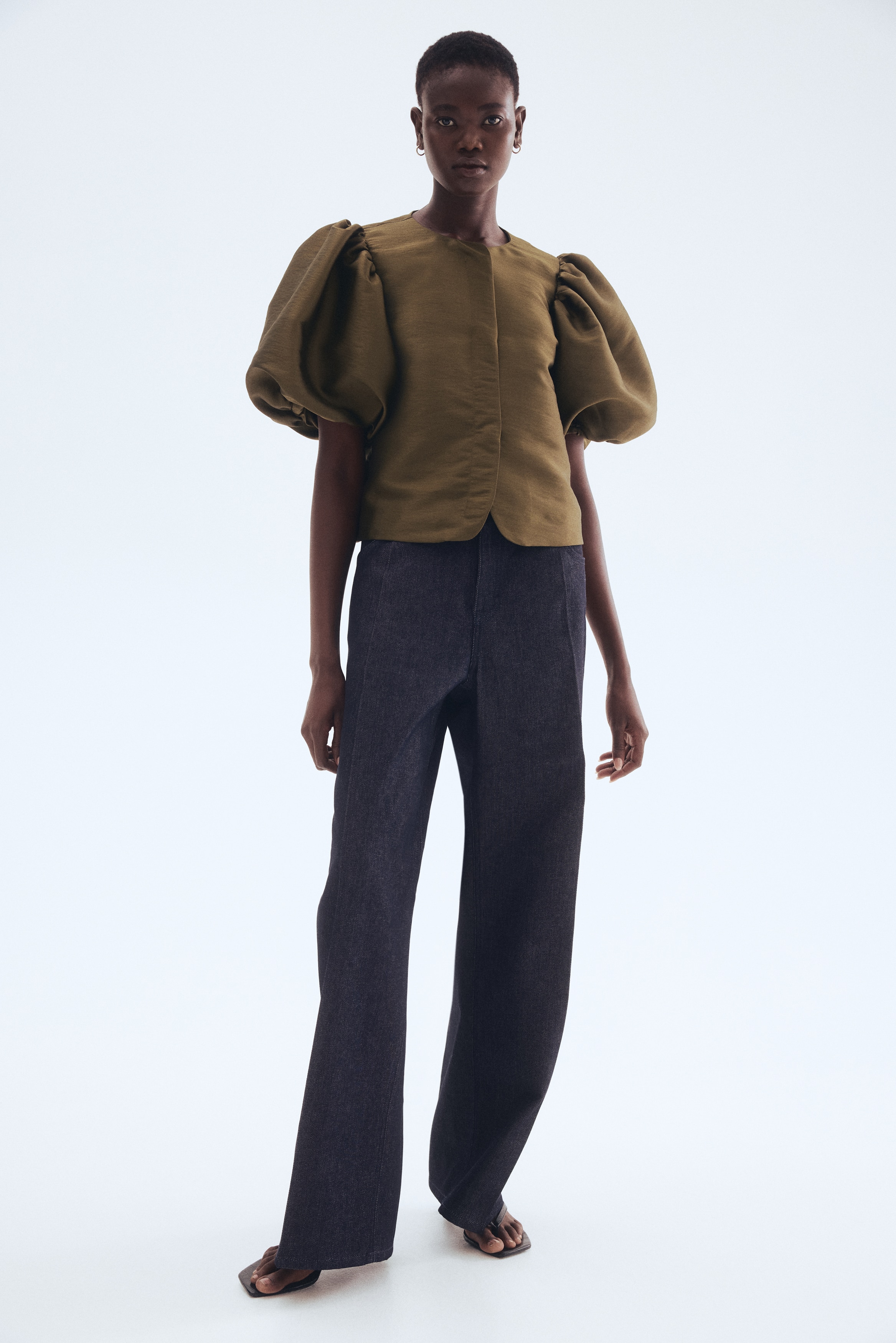 Balloon-sleeved blouse
