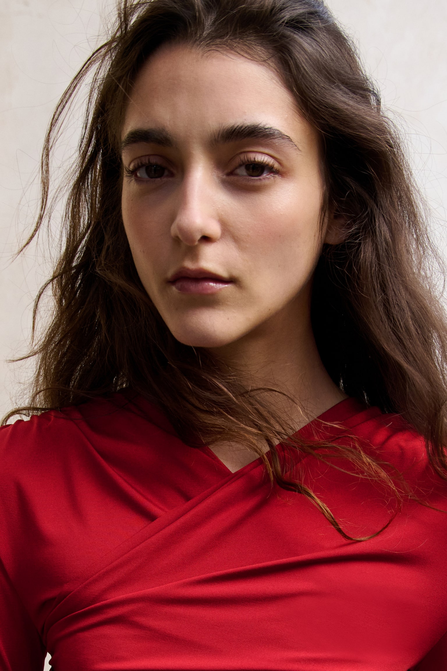 Draped jersey top - Red/Black/Brown - 3