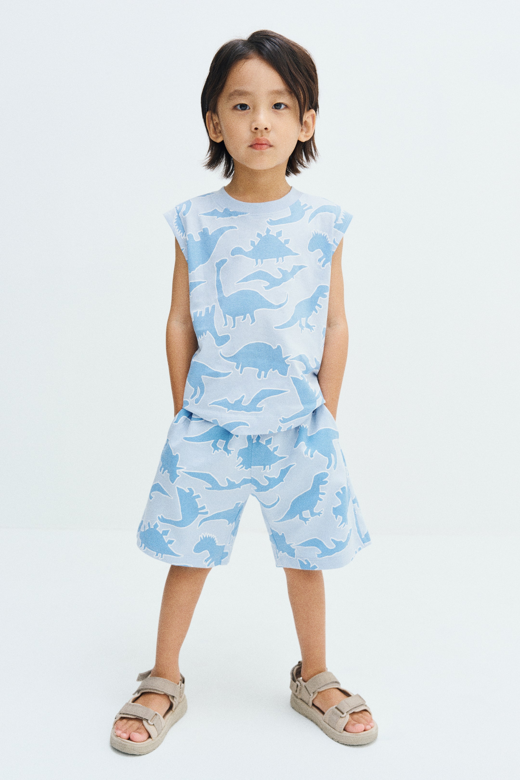 View larger image: Printed cotton vest top - Light blue/Dinosaurs - Kids | H&M 1