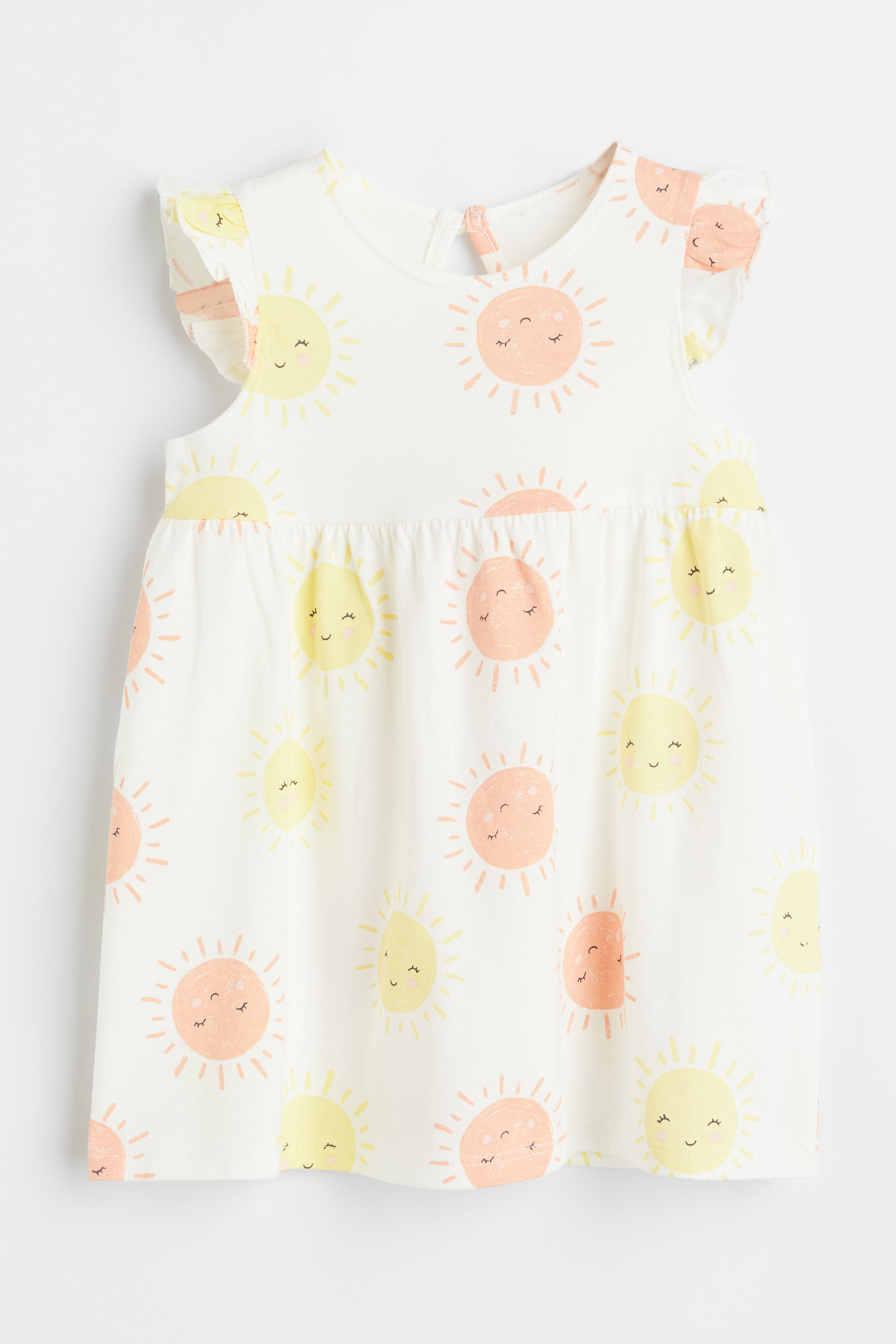 View larger image: Flounce-trimmed jersey dress - Cream/Sunbursts - Kids | H&M 1