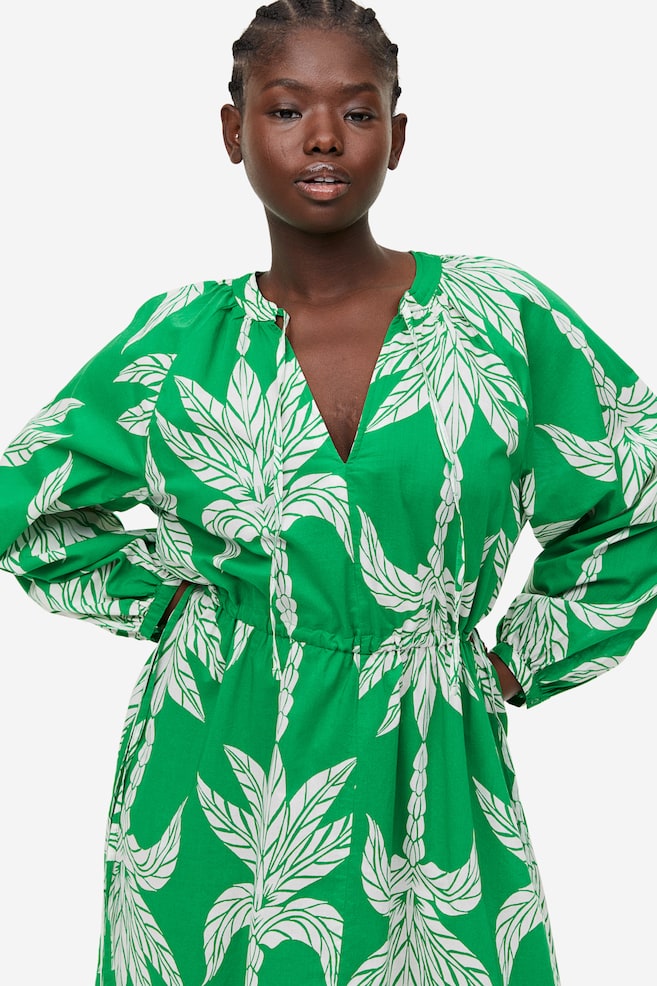 Tie-detail cotton dress - Green/Palm trees/Black/Patterned/Navy blue/Patterned - 7