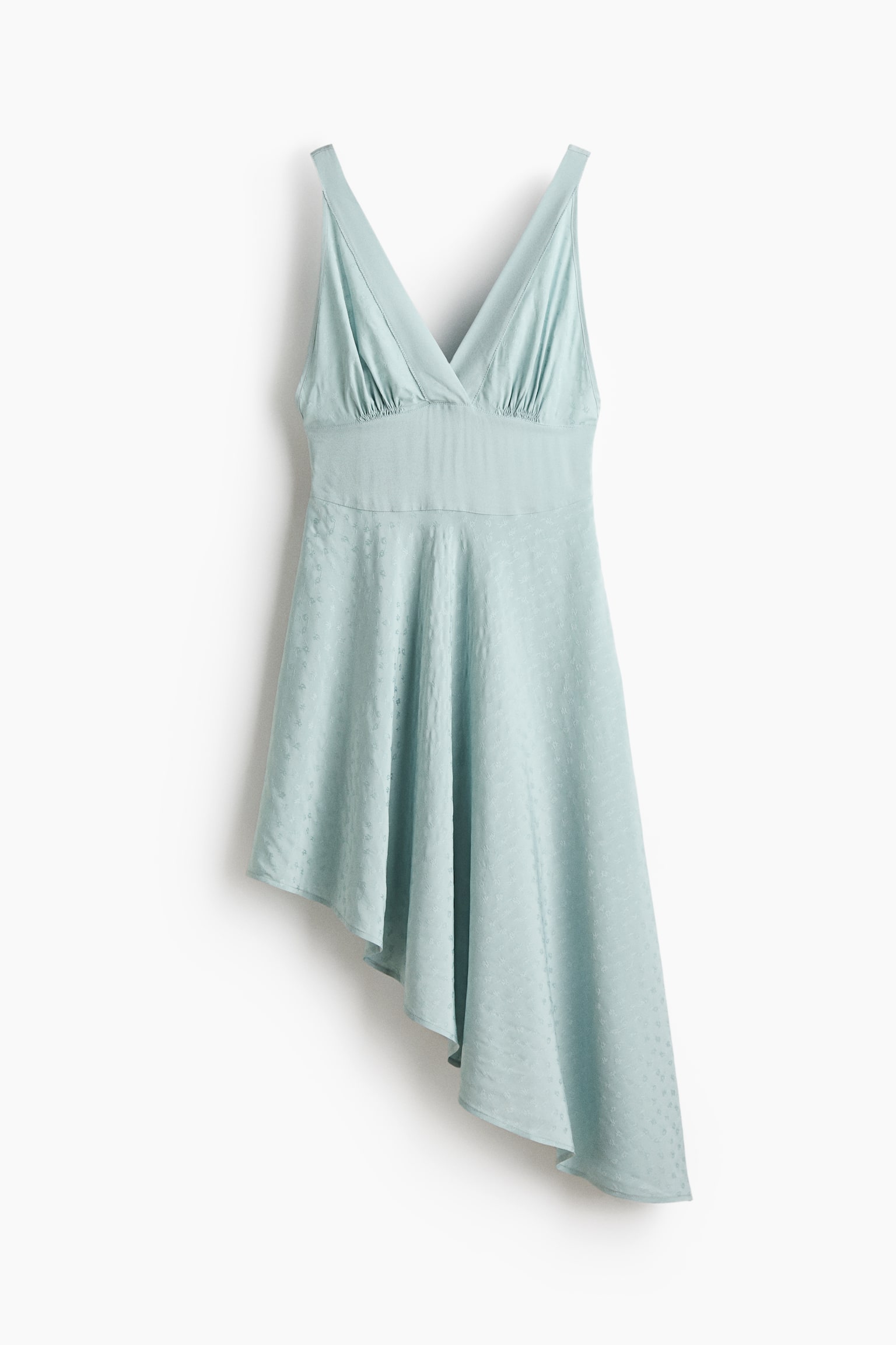Asymmetric jacquard-weave dress - Light dusty turquoise - 2