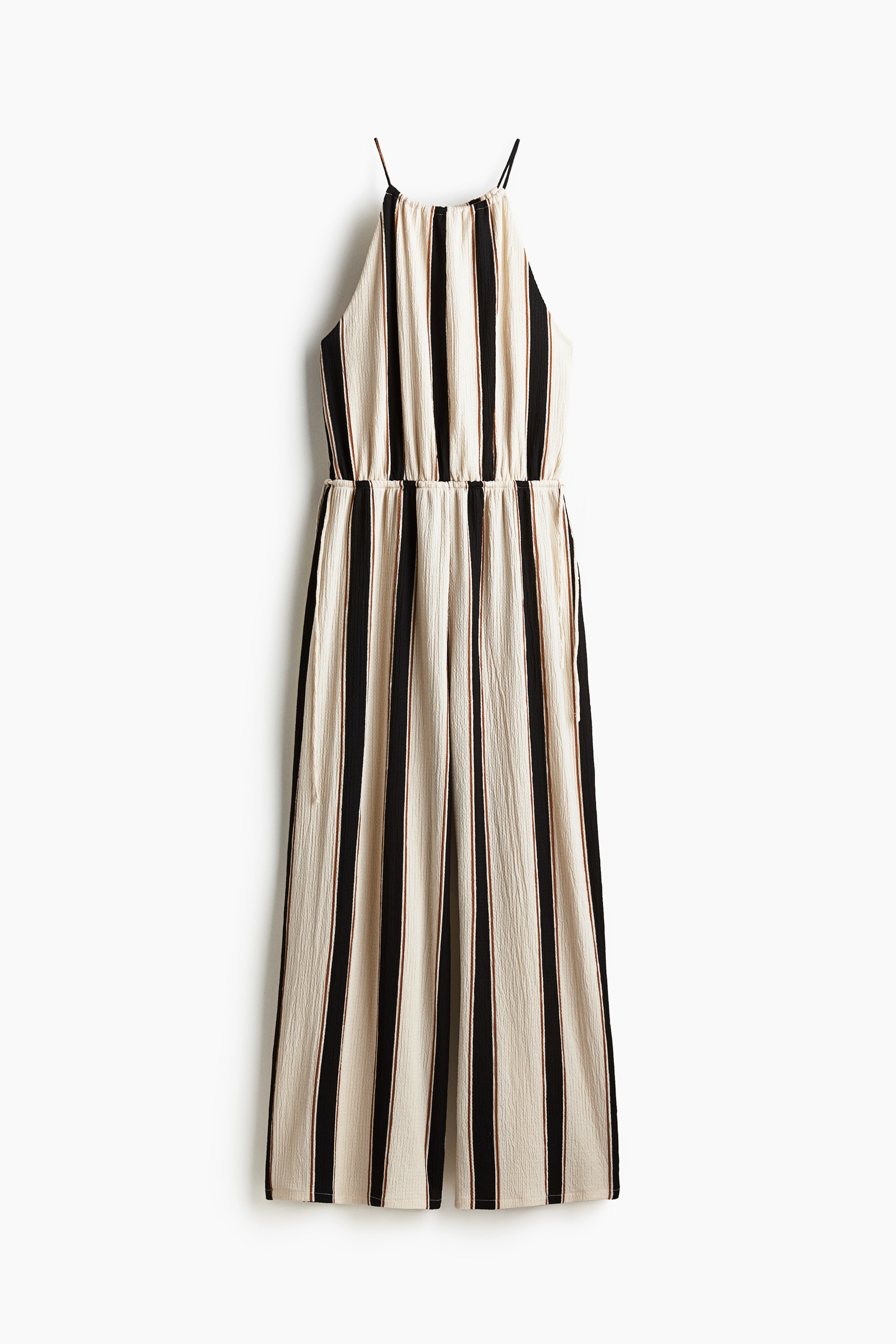 Textured jersey jumpsuit - Cream/Striped/Black/Cream patterned