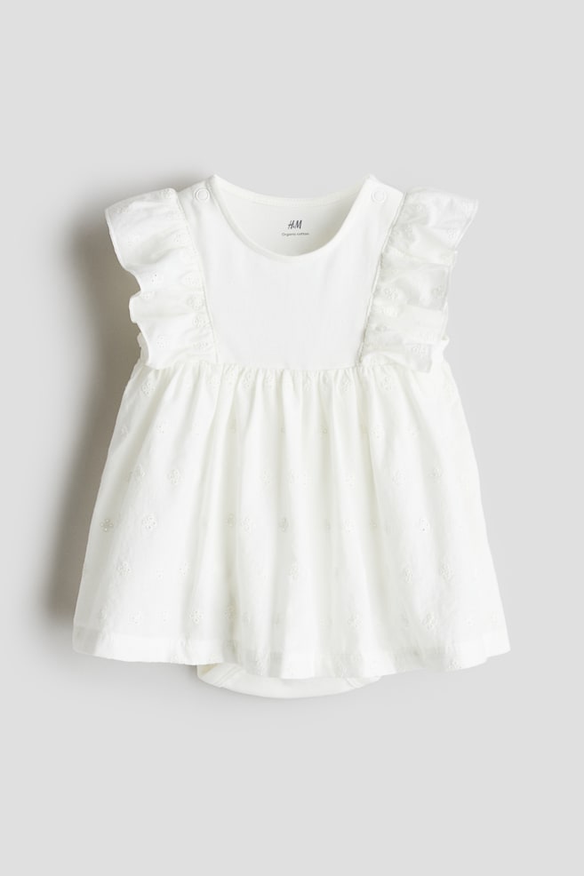 Vestido de volantes con body - Blanco/Blanco - 1