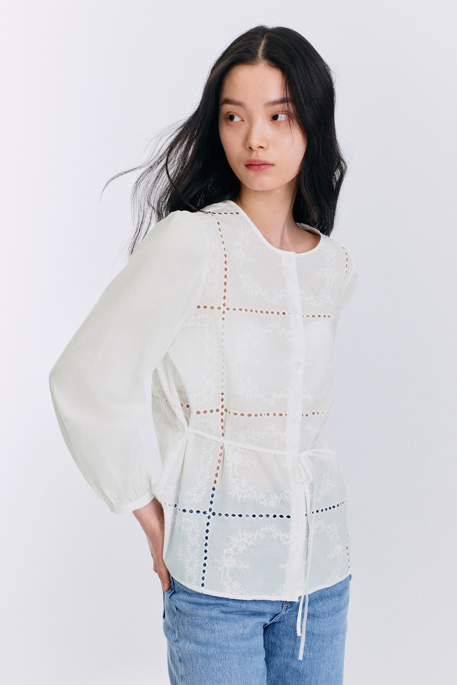 Embroidered blouse - White - 2
