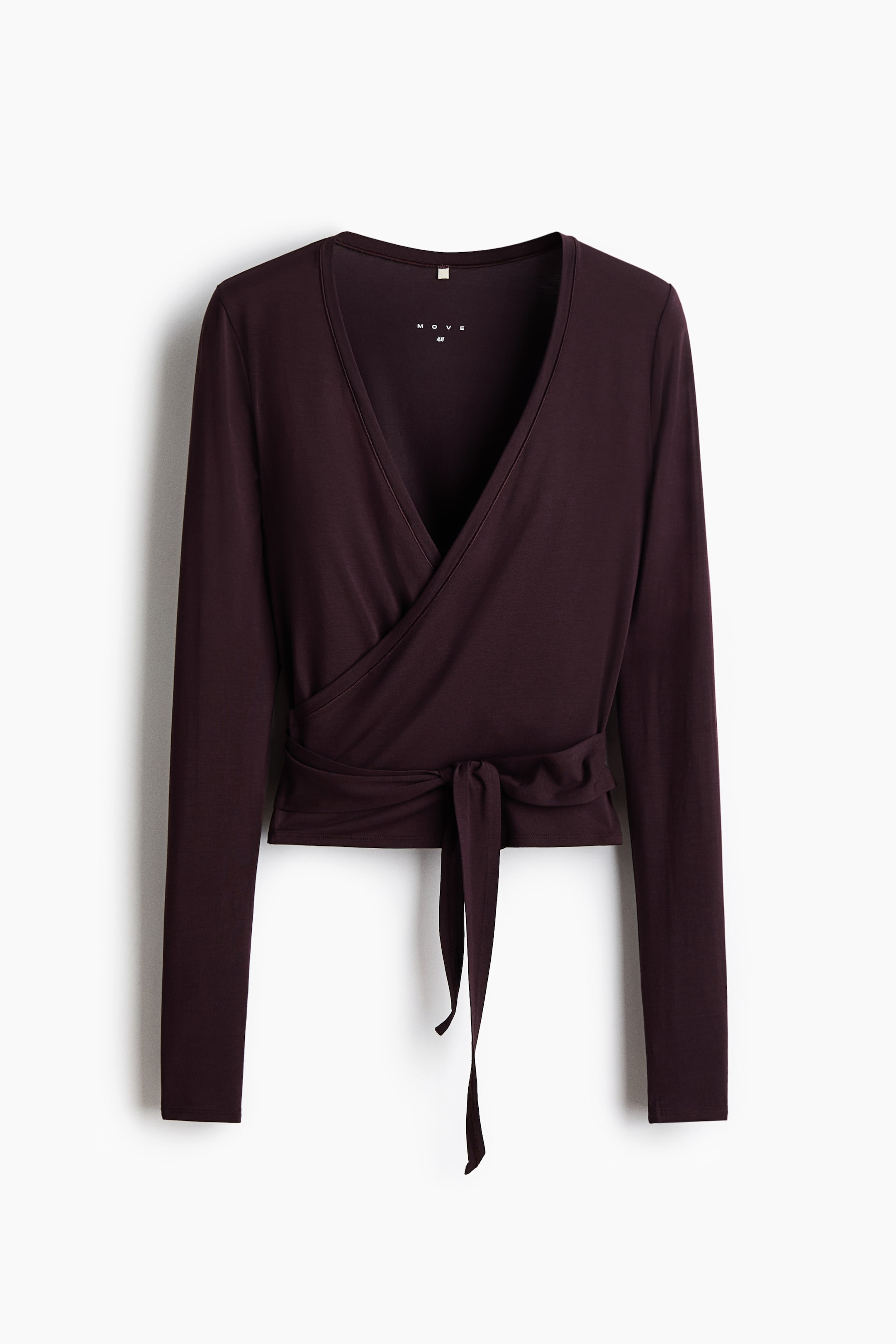 View larger image: Sports wrap top in modal - Chocolate plum - Ladies | H&M GB 1