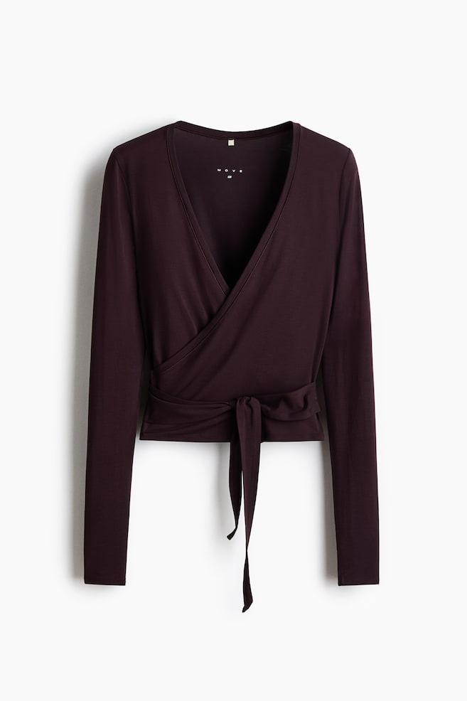Sports Wrap Top in Modal - Chocolate plum/Lilac/Black/Ivory white/Apricot/Choco mocha/Plum purple/Ivory/Warm brown/Navy blue - 1