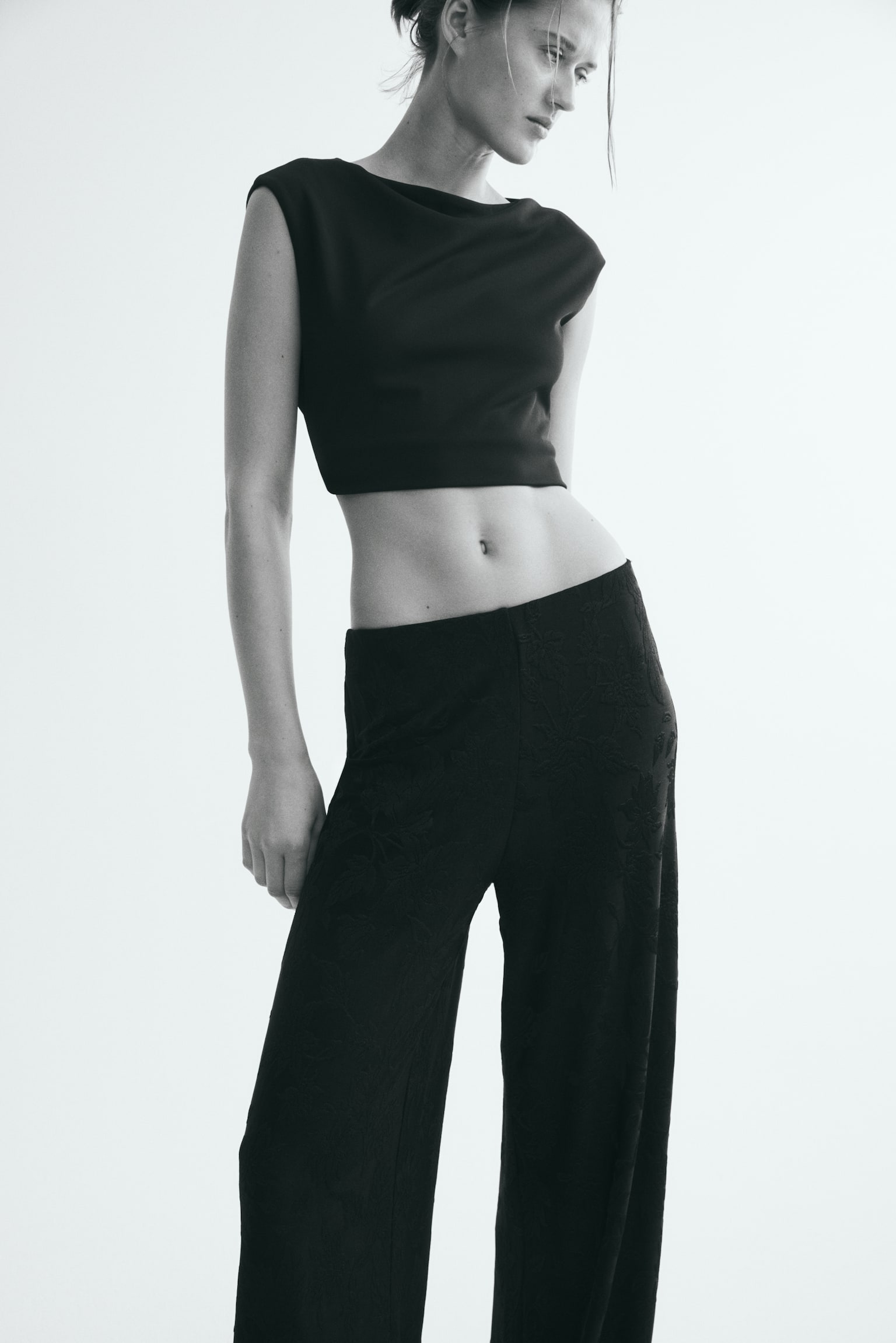 Jacquard-jersey pull-on trousers - Black - 1