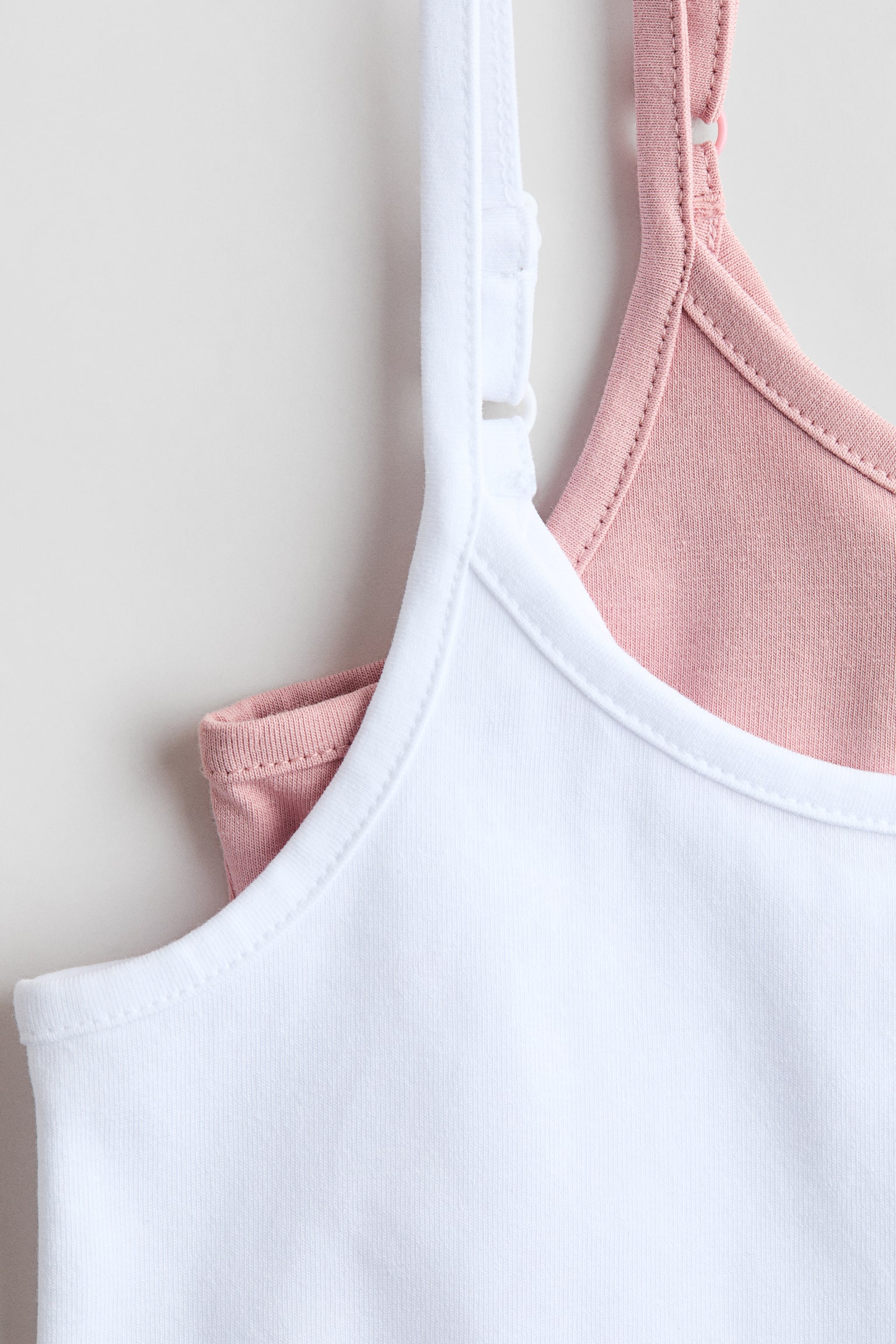 2-pack cotton strappy tops - White/Light pink/Black/White - 2