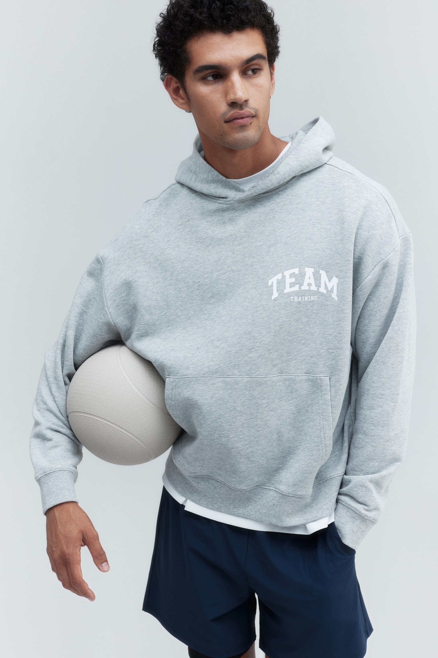 Oversized Fit Sports hoodie - Grey marl/Training Team/Bright blue - 1