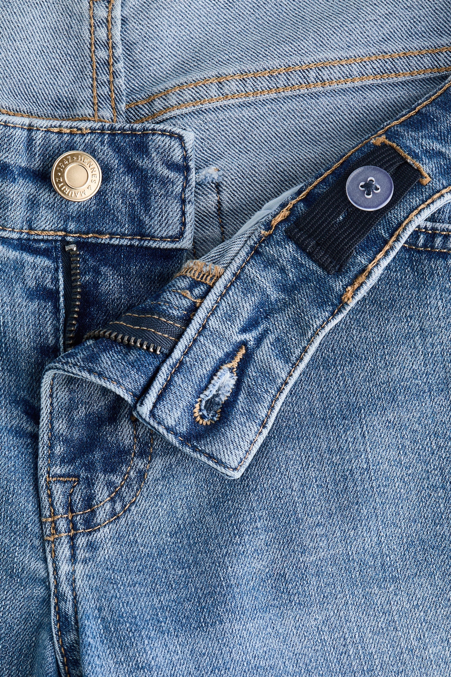 MAMA Wide Low Waist Ankle Jeans - כחול ג'ינס/כחול ג'ינס כהה/כחול ג'ינס בהיר - 7