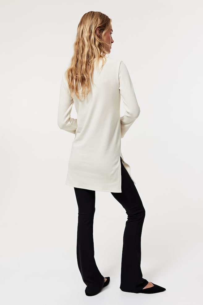MAMA Before & After ribbed jersey tunic - Cream/Black - 7