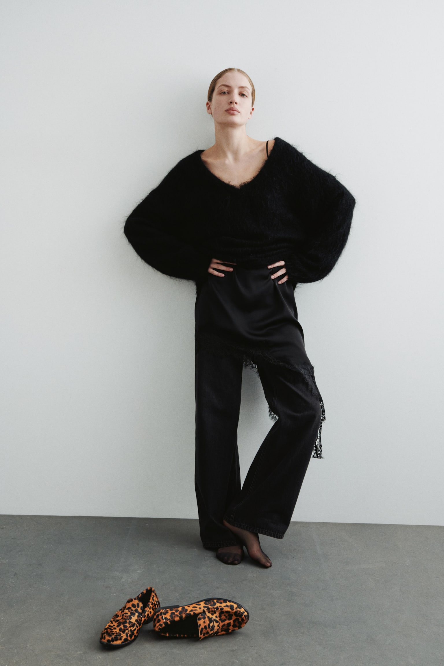 Leather loafers - Beige/Faux leopard/Dark brown/Black - 6